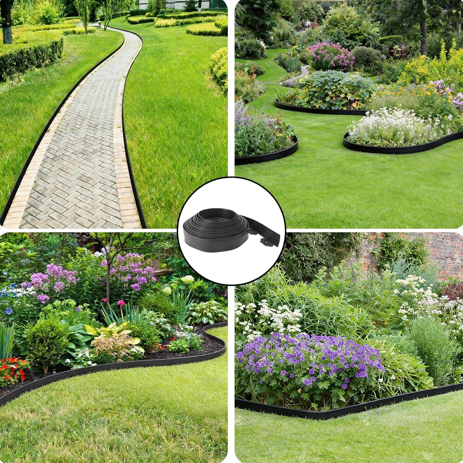 98FT Landscape Edging 3 Inch Garden Edging Border W/ 150 Spikes Flexible Lawn