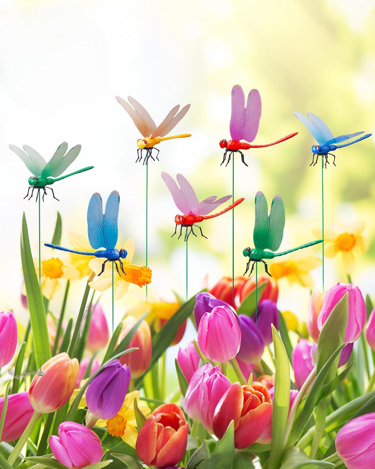 12 Pack Dragonfly Clips for Bugs Repellent, Fake Dragonflies with Stakes, Dragon