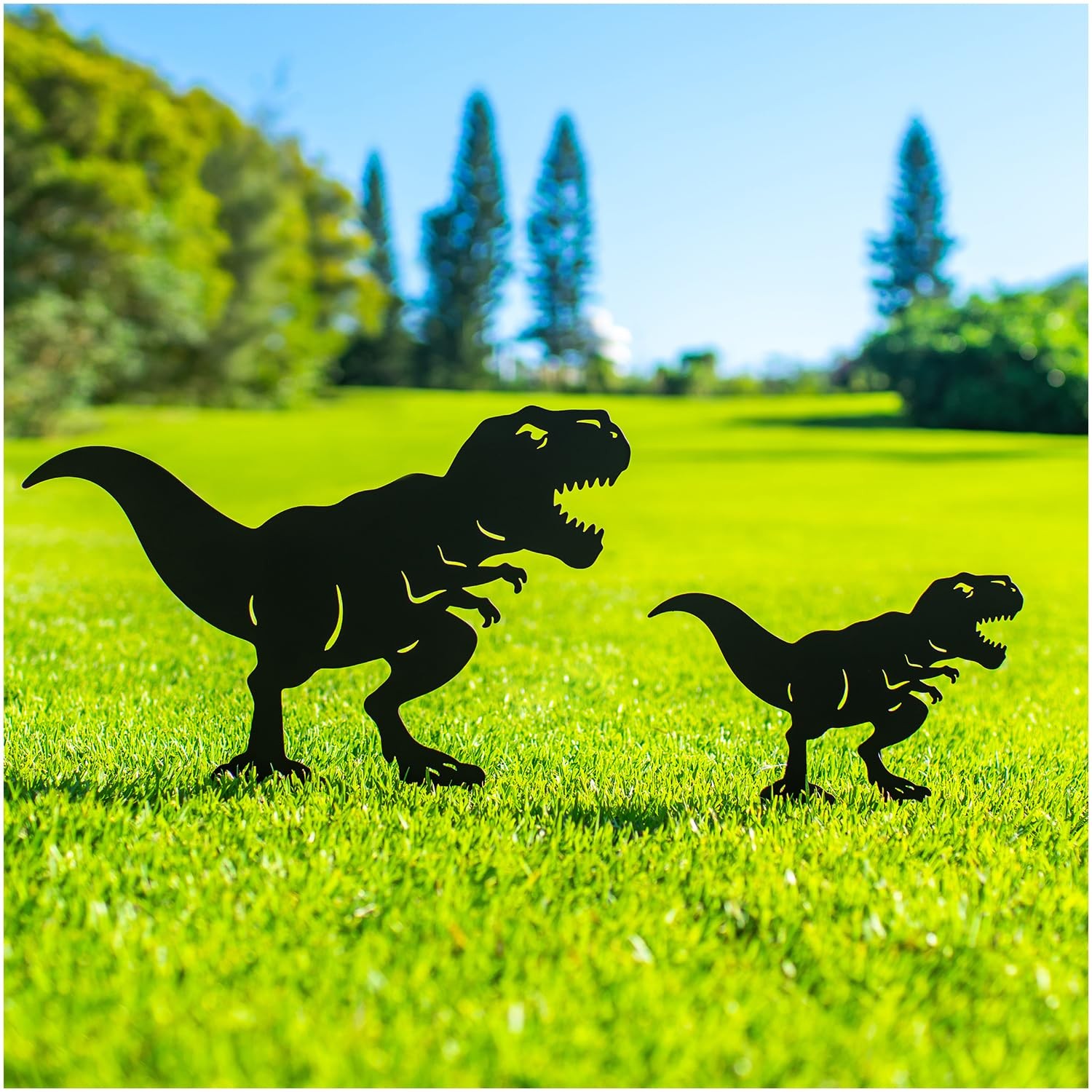 Dinosaur Metal Garden Stakes Decorative Yard Art for Outdoor Decor