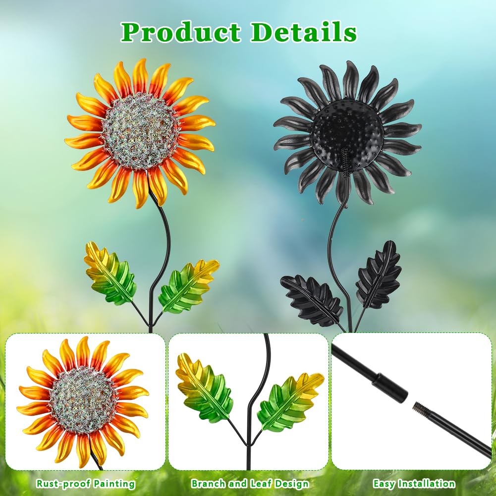 Garden Decor for Outside,Metal Sunflower Garden Stakes Lawn Ornaments Decorat…