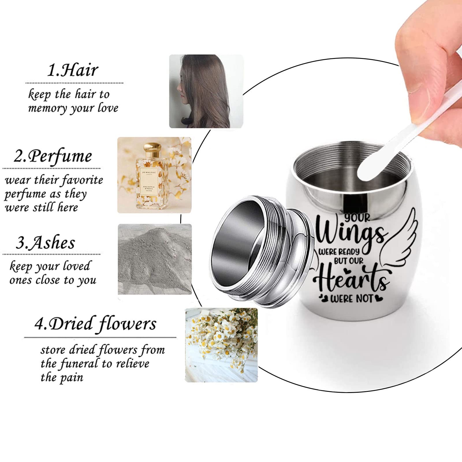 Small Cremation Keepsake Urns 1.57×1.18in, Black/Silver/Sky Blue/Rose Gold