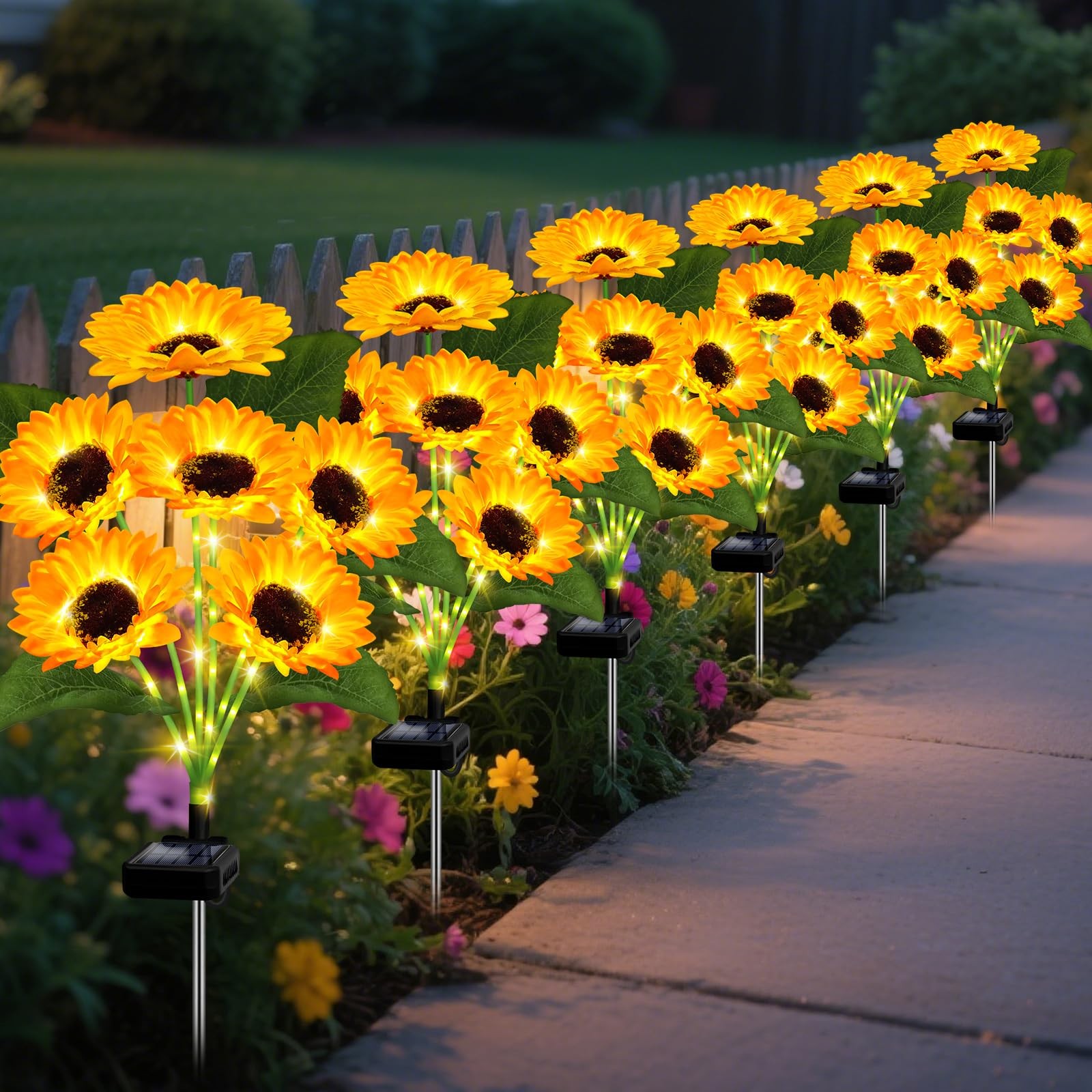 6 Pack with 36 Sunflower Lights,Solar Lights Outdoor Garden Decor,Solar Flowe…