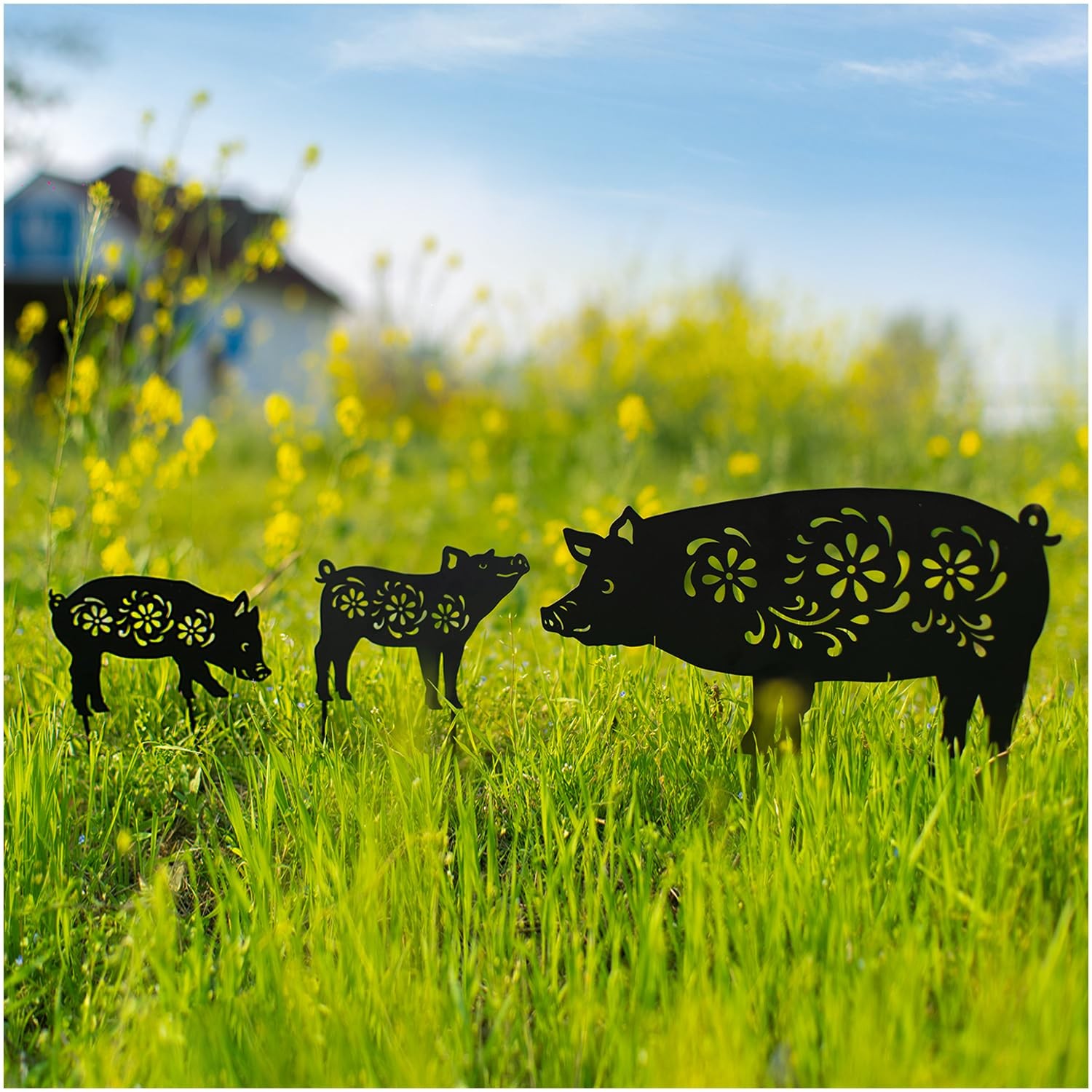 Metal Pig Garden Stakes – Decorative Yard Art for Outdoor Decor & Gifts