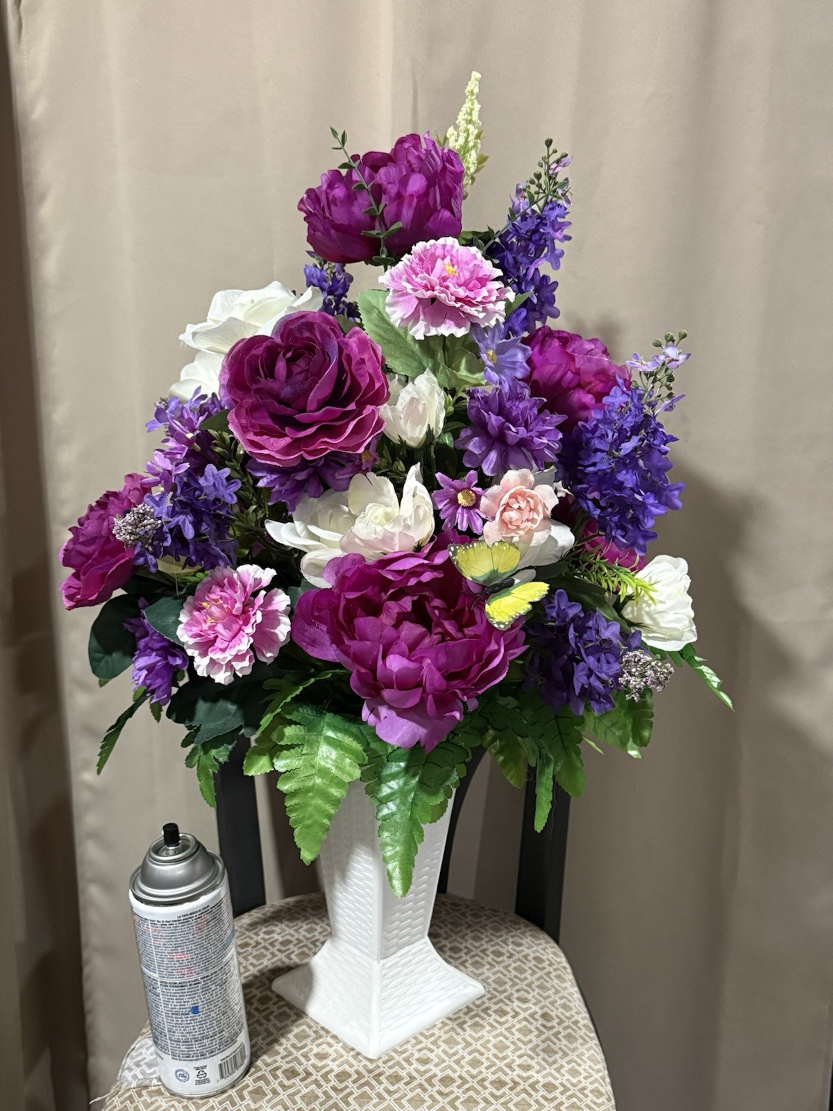 Cemetery Flowers Sympathy Artificial Arrangement 28” Tall Flowers For Grave