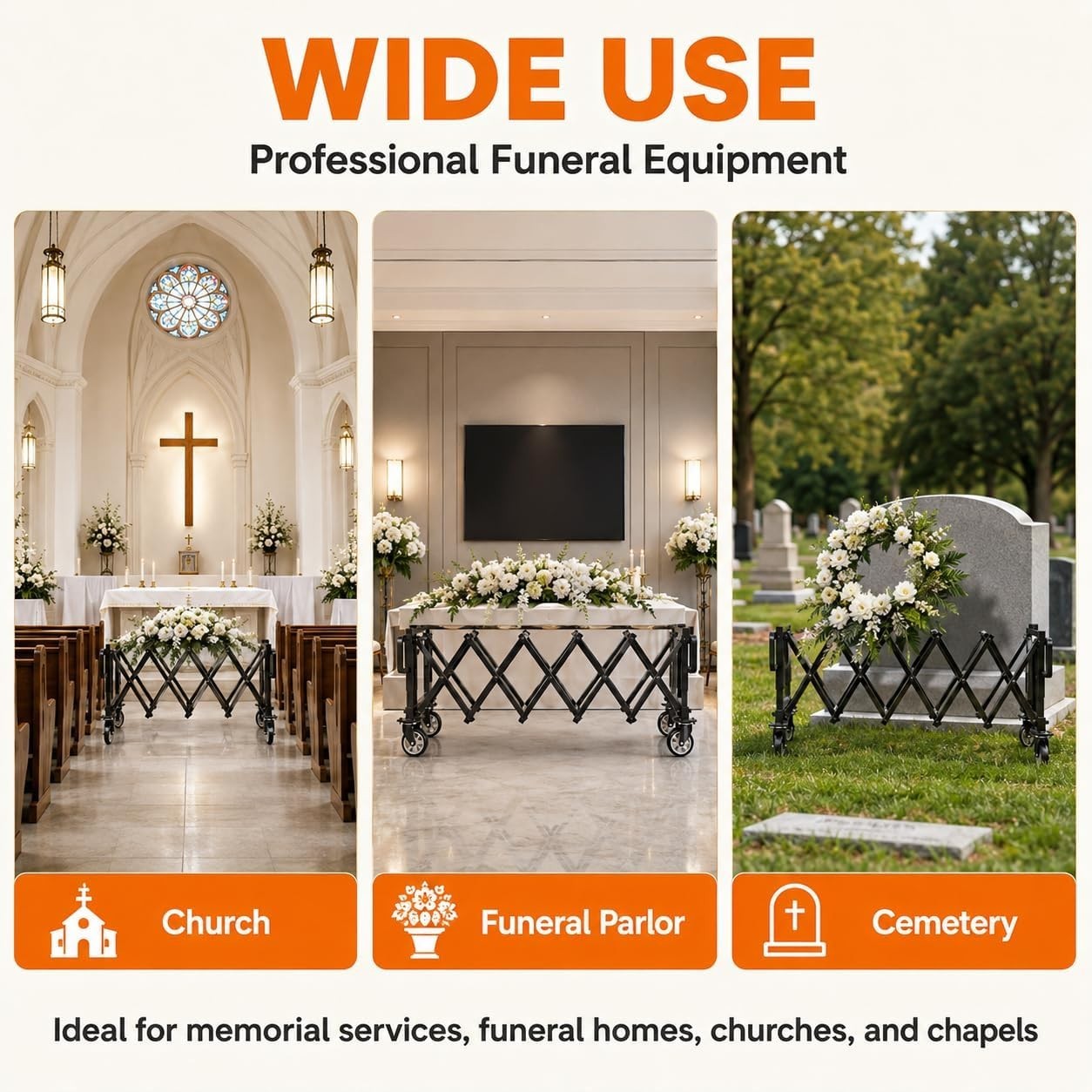 1102 Lbs Church Truck Casket Stand Cart Mortuary Cot Stretcher Chapel Funeral