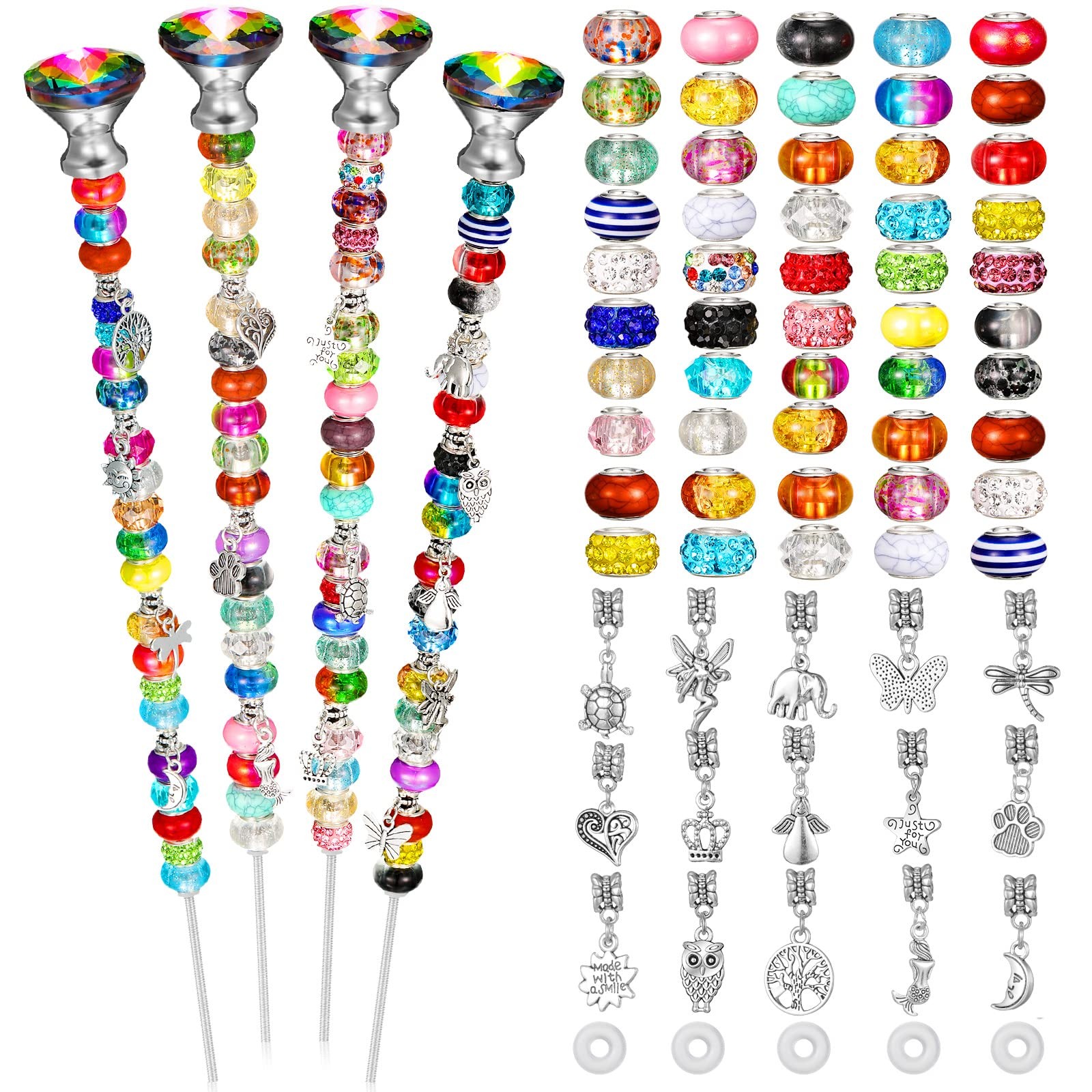 101 Pcs DIY Fairy Mini Wand Garden Beaded Stakes Kit Decorative Beaded Garden…