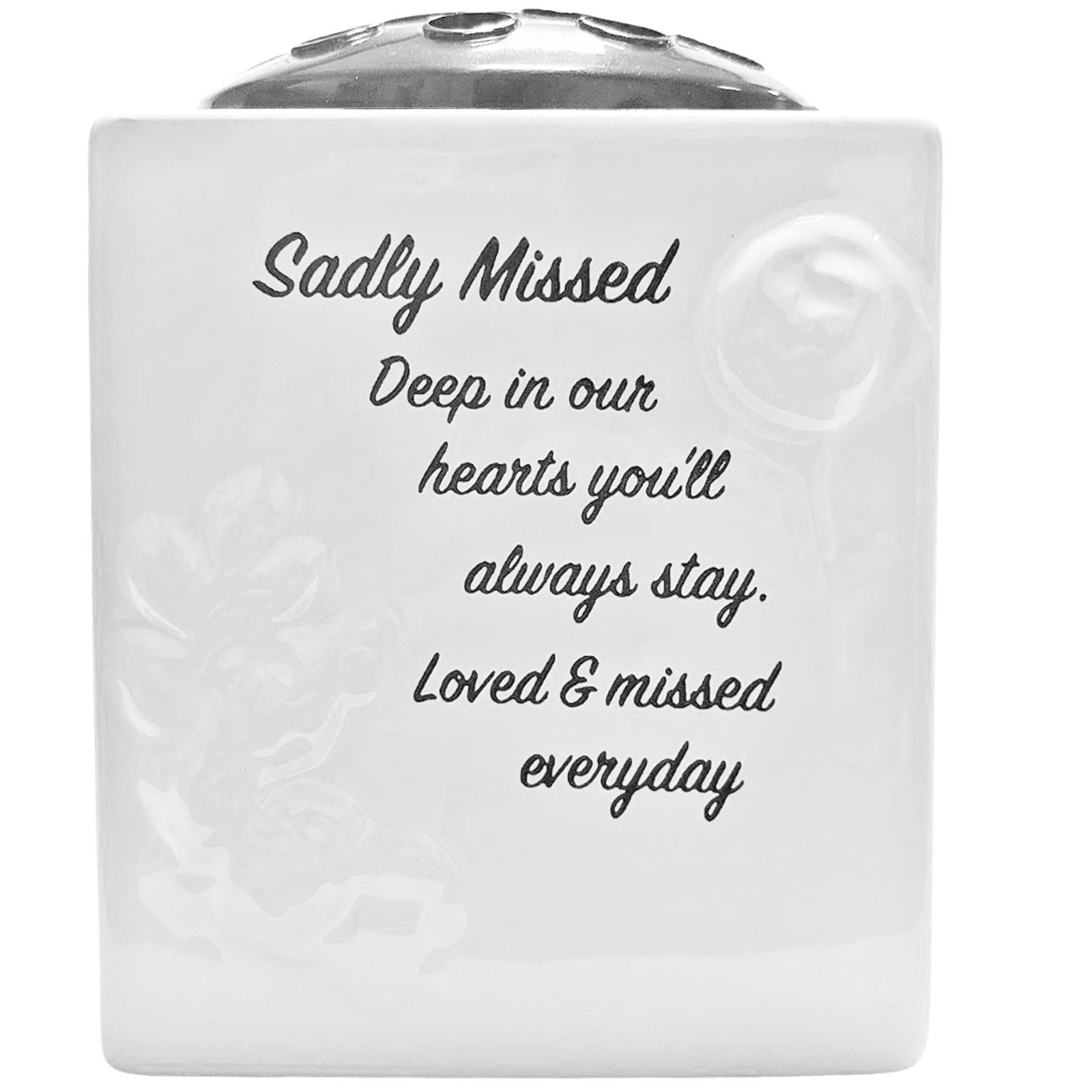 Memorial Rose Bowl Graveside Glazed Flower Vase with 3D Flowers – Sadly Missed
