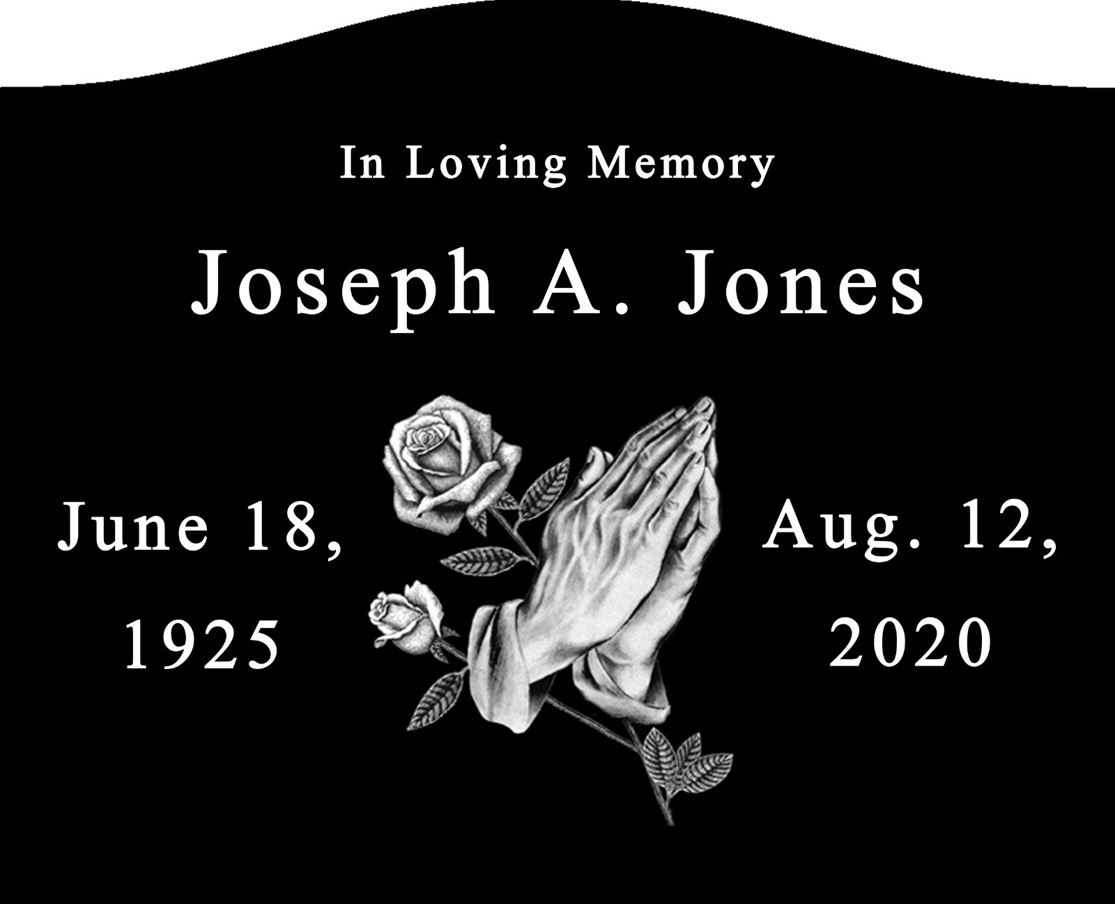 Granite Memorial Headstone Etched India Black Slant 16x8x14″ with Photo