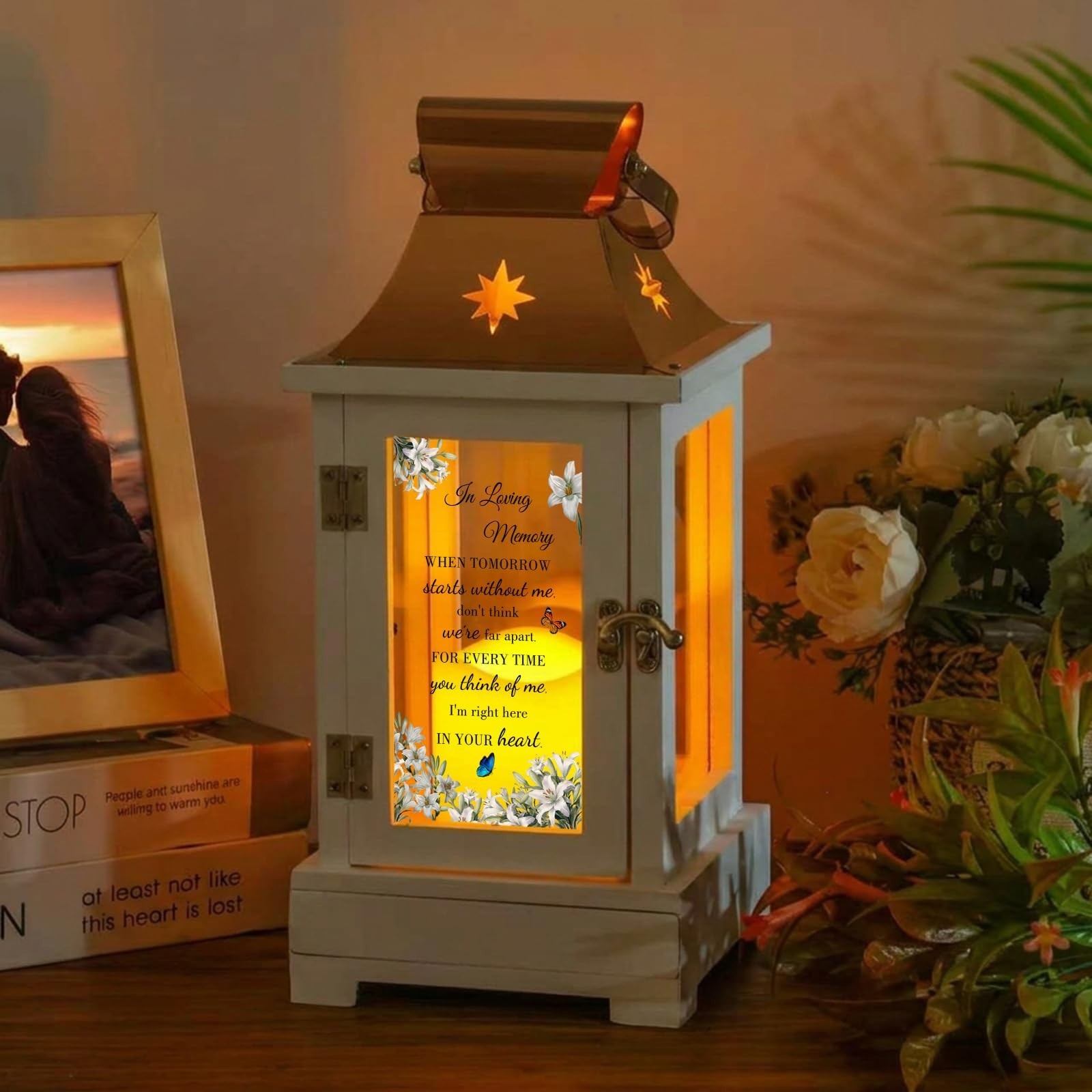 Memorial Lantern with Keepsake Drawer – Sympathy Gifts for Loss of Loved One