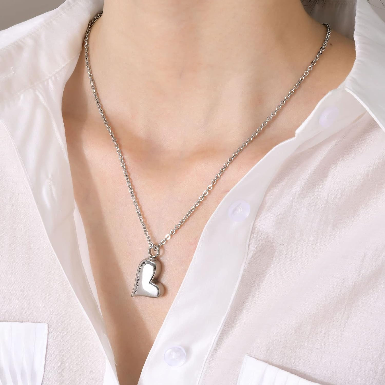 Heart Urn Necklace for Ashes – Memorial Cremation Jewelry for Ashes,Forever in M