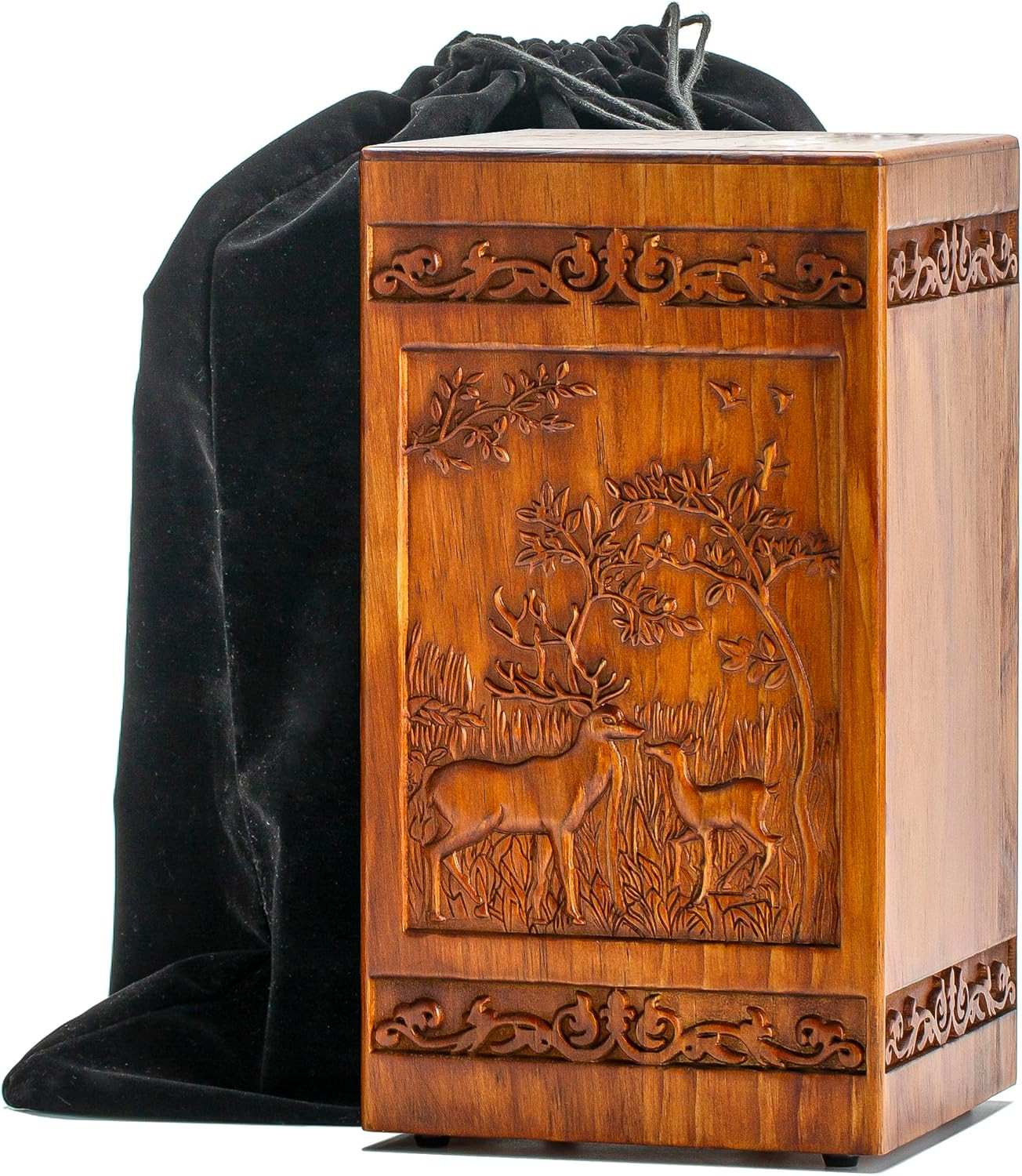 Wooden Urns for Human Ashes Adult – Deer Urn,250 Lbs,Urns Box and Cremation Box