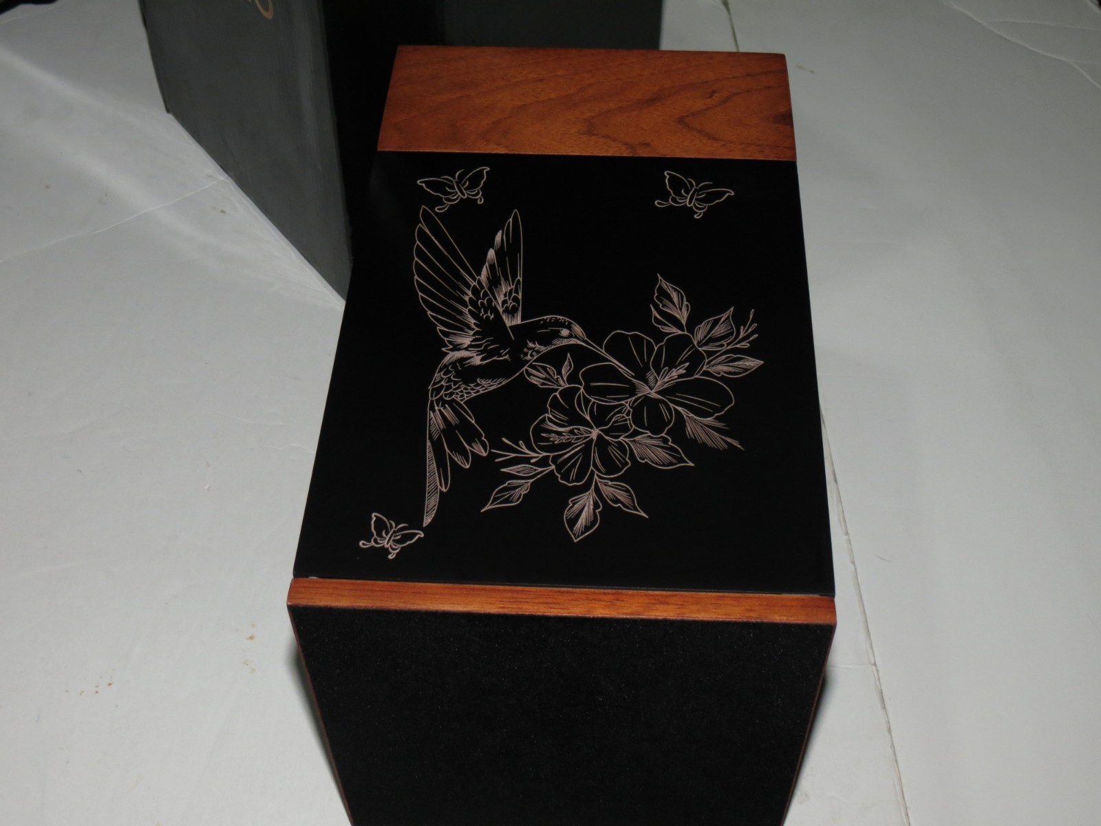 Black Walnut Hummingbird Urn for Cremation Ash Elegant Memorial Urn 2 Keepsakes