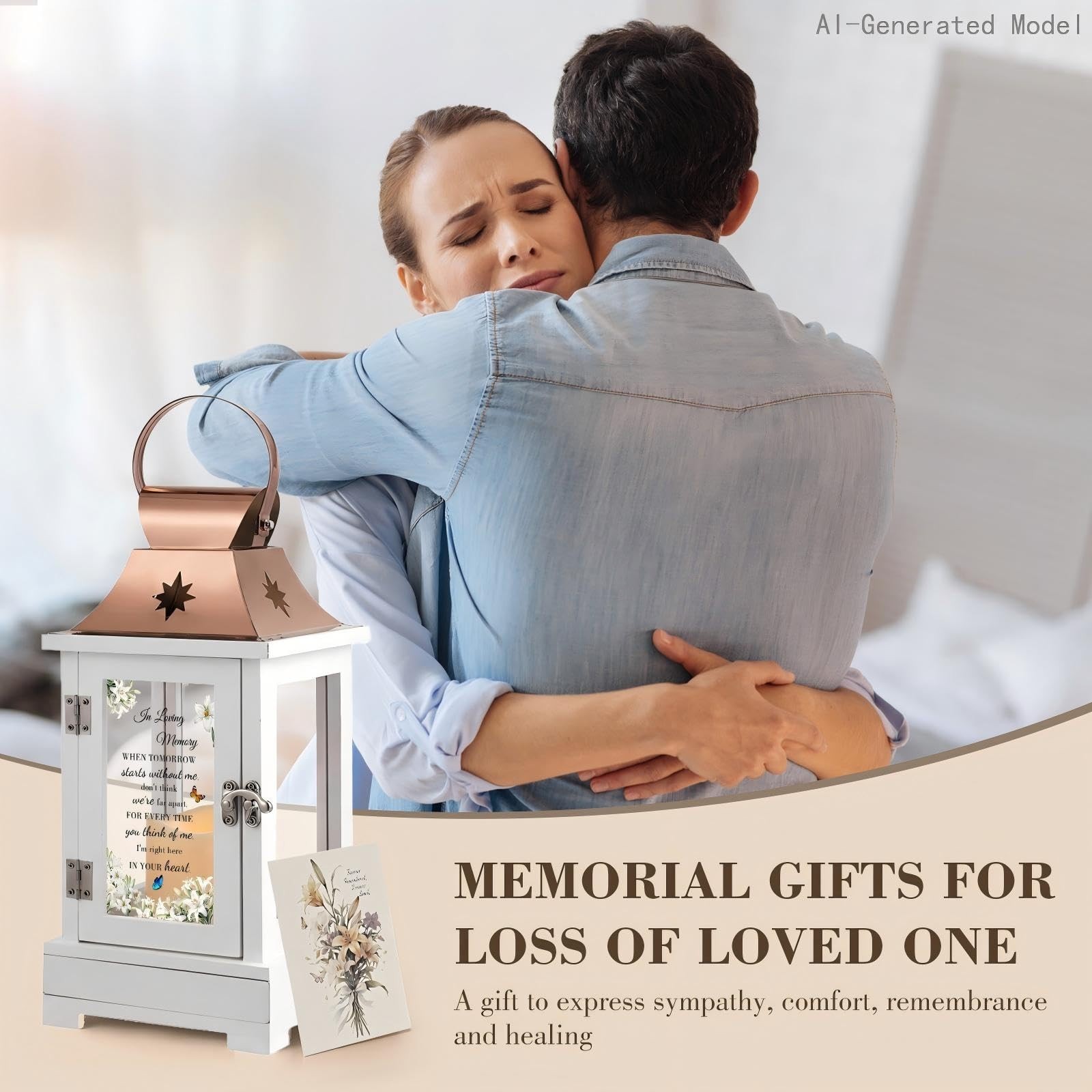 Memorial Lantern with Keepsake Drawer – Sympathy Gifts for Loss of Loved One