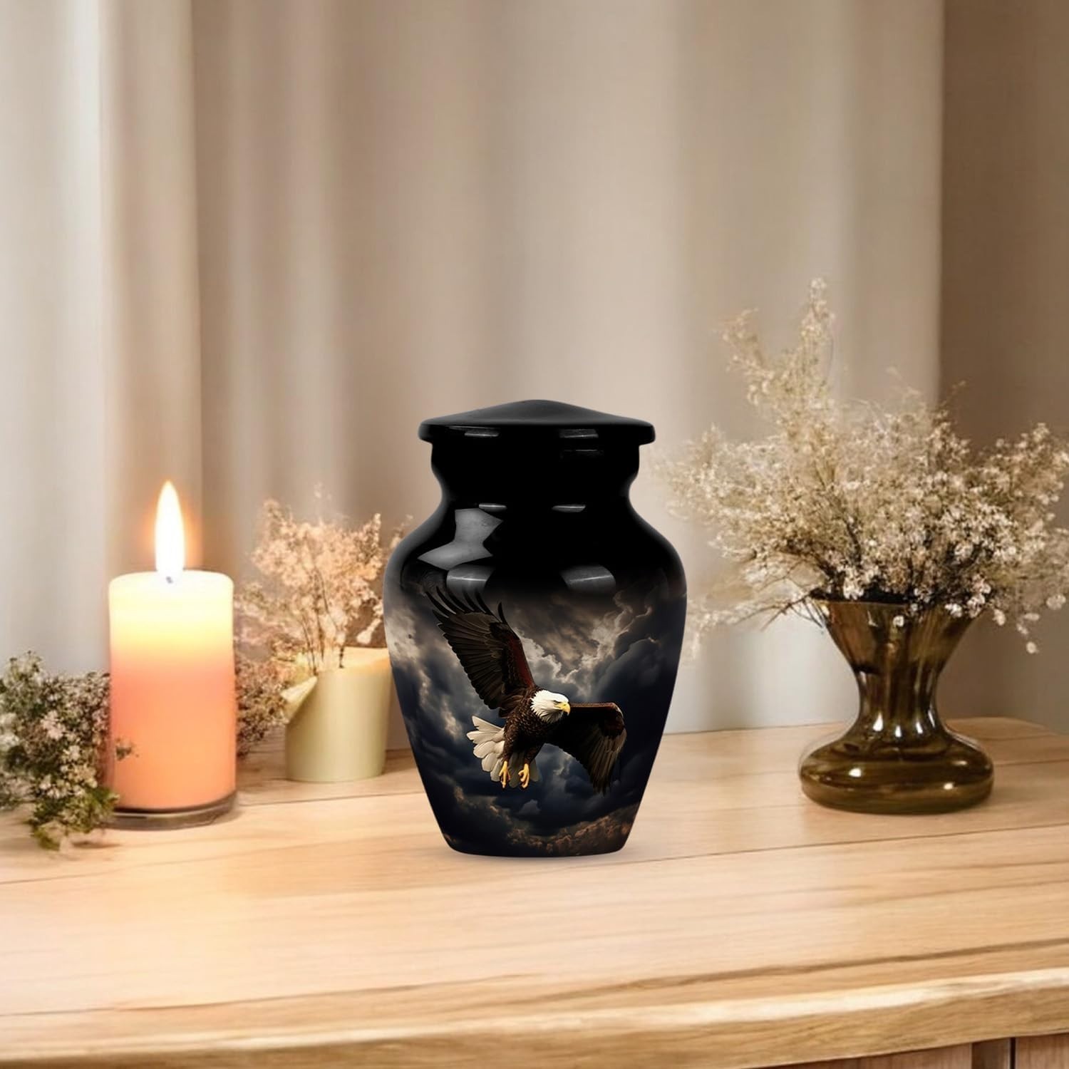 Black Eagle Fly Urns for Human Ashes Adult Male – Small Keepsake Urn for Human A