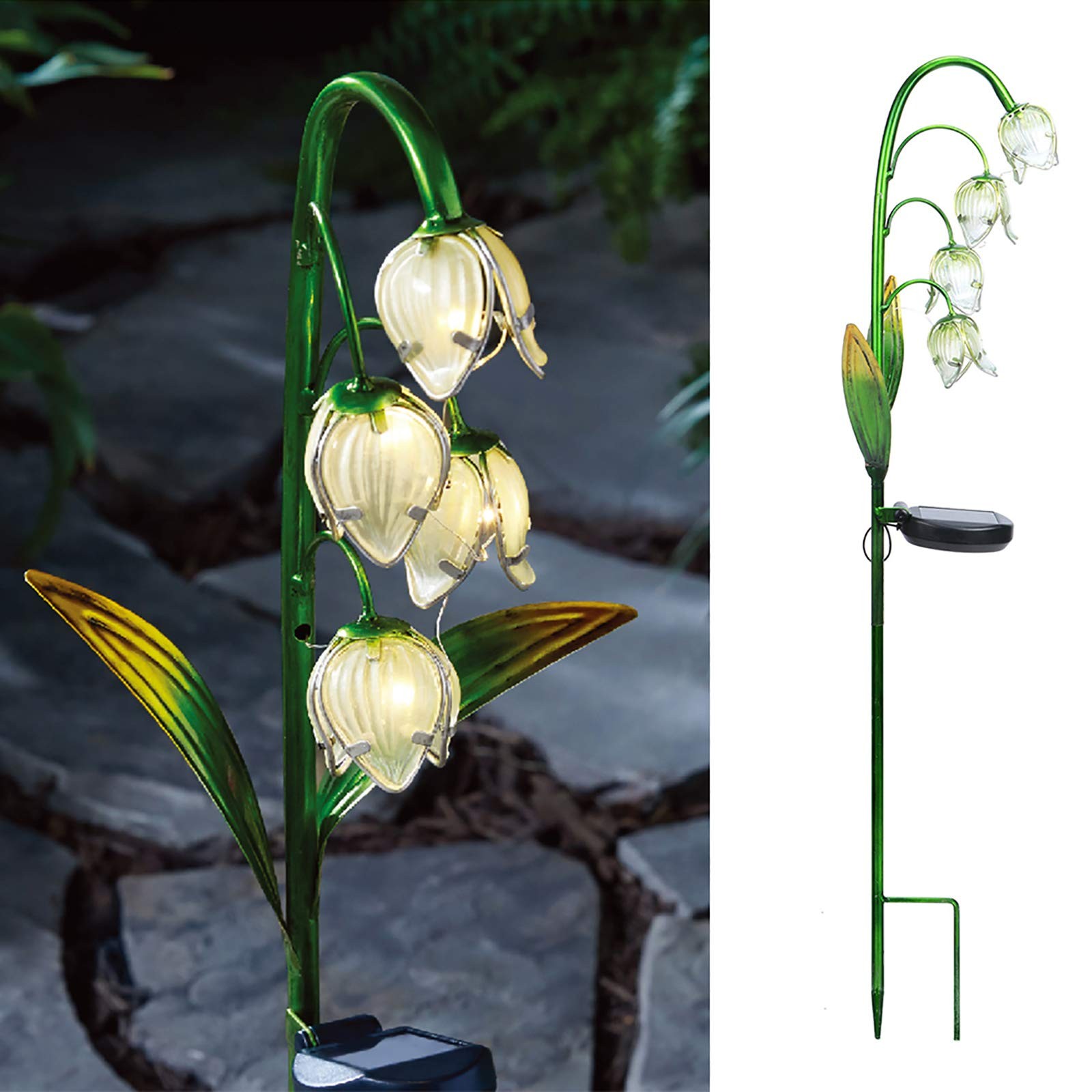 Solar Garden Decor Stake Outdoor Light Glass Flower Stake for Yard Lawn Decor…