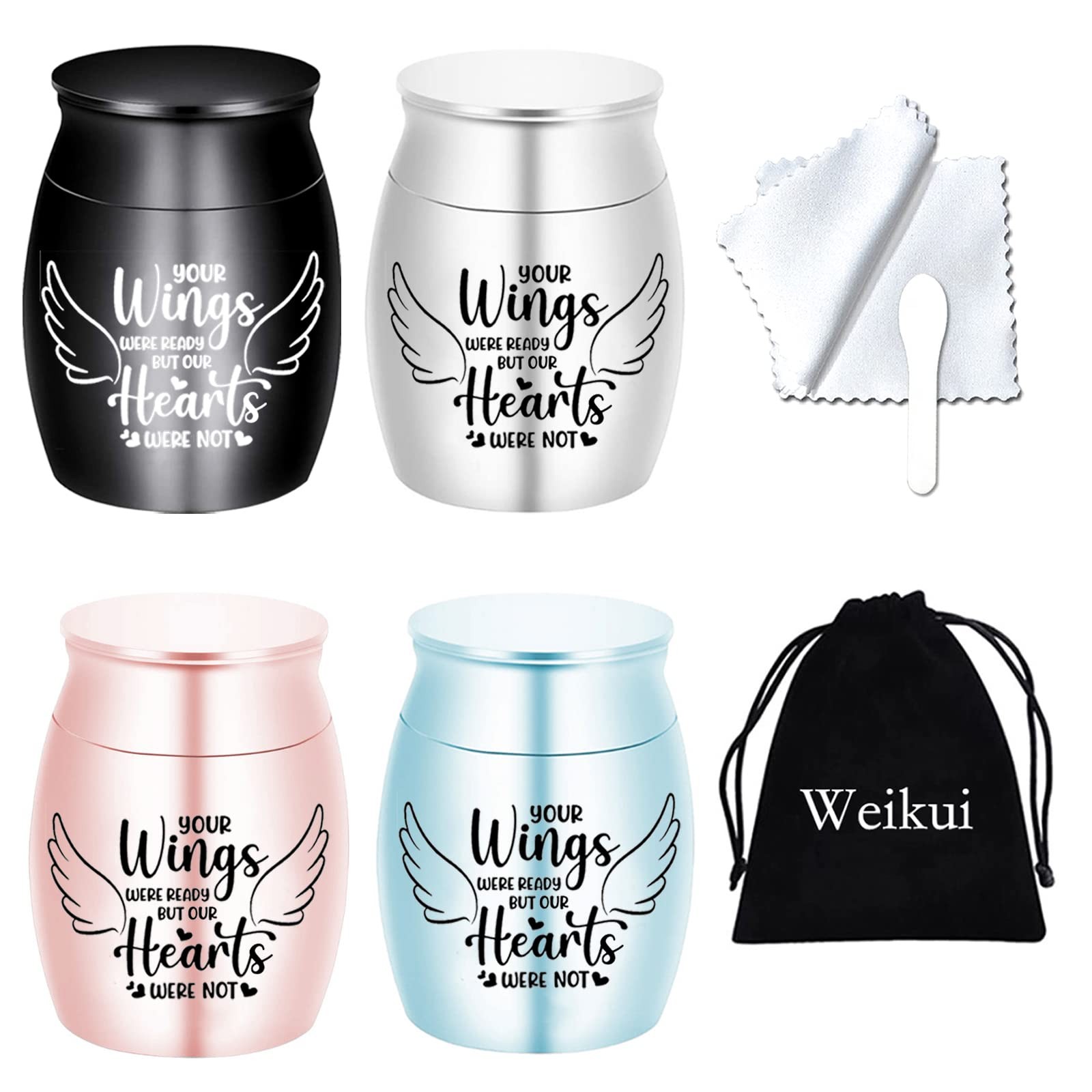 Small Cremation Keepsake Urns 1.57×1.18in, Black/Silver/Sky Blue/Rose Gold