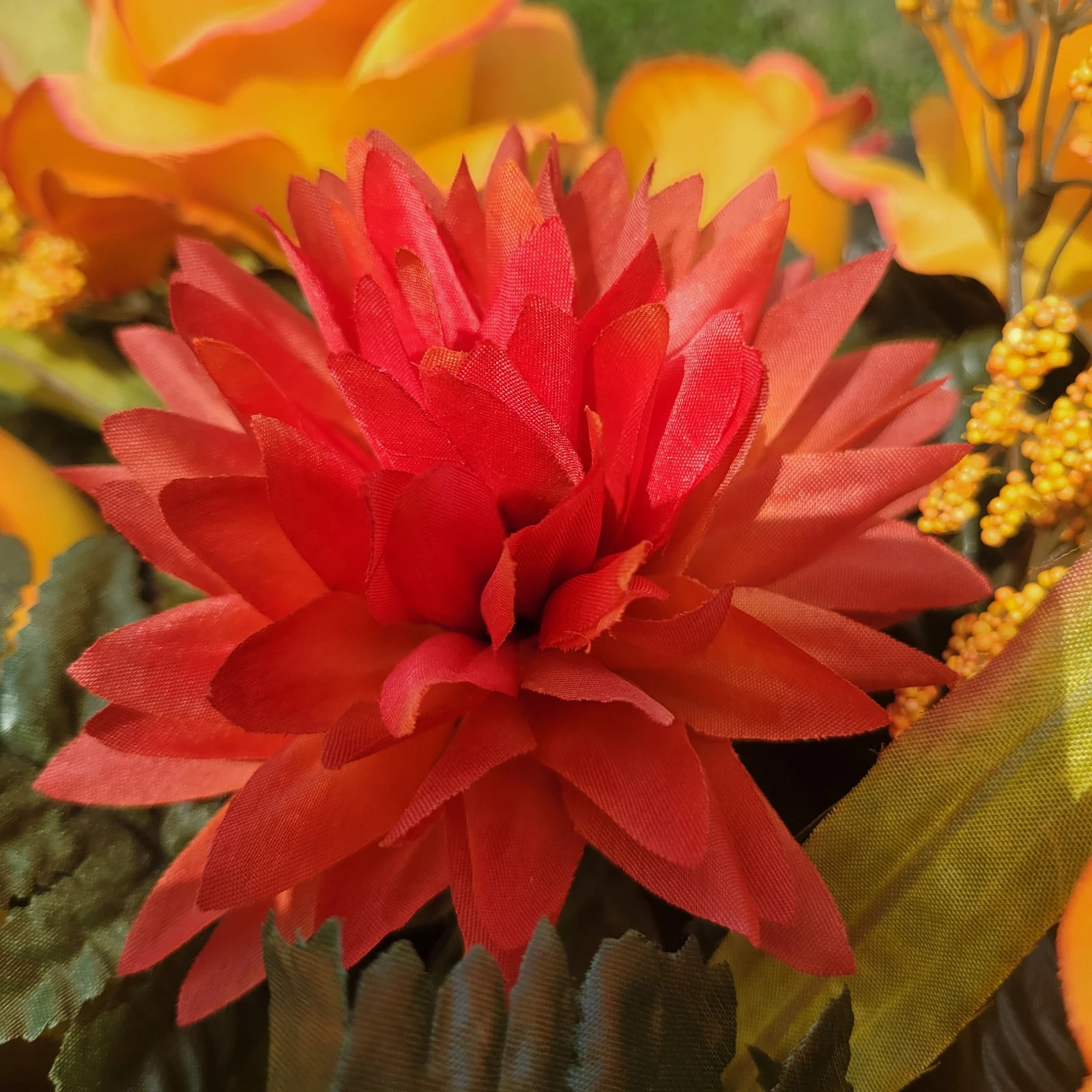 Orange Roses & Mums Cemetery Cone