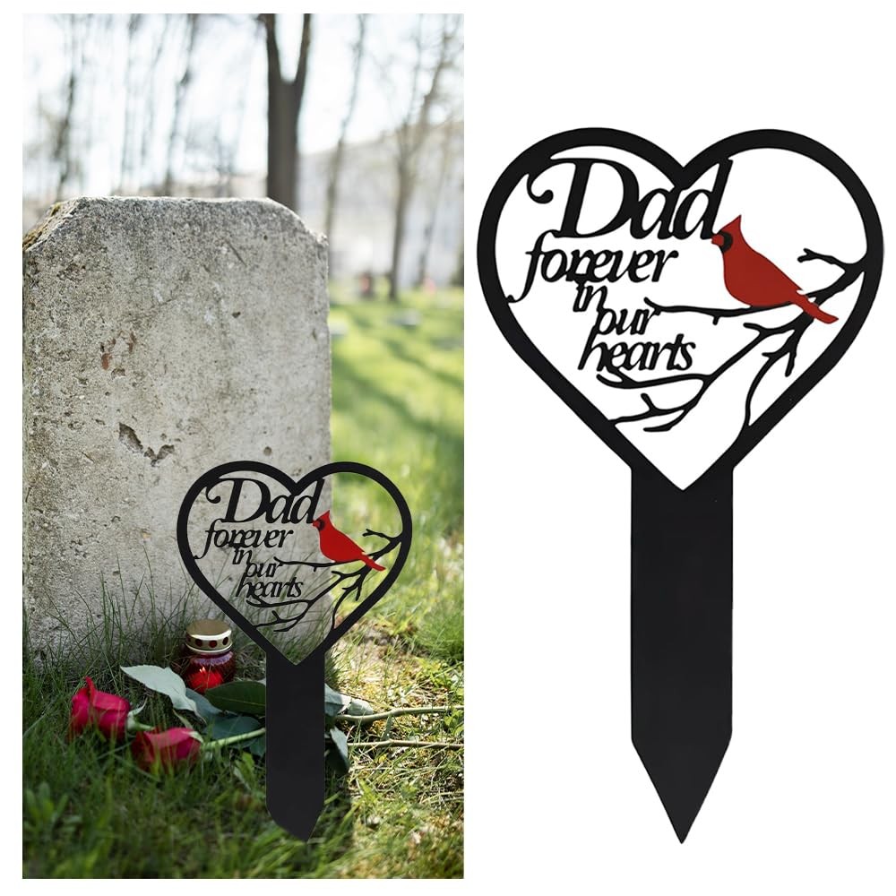 Grave Decorations for Cemetery, Heart Memorial Plaque Stake for Outdoors