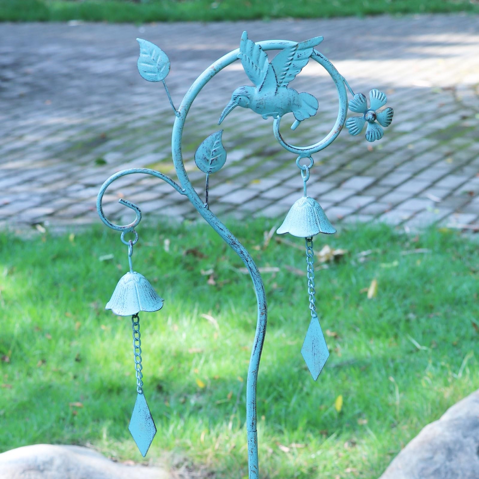 Hummingbird Garden Decor for Outside,Decorative Garden Stake with Bells