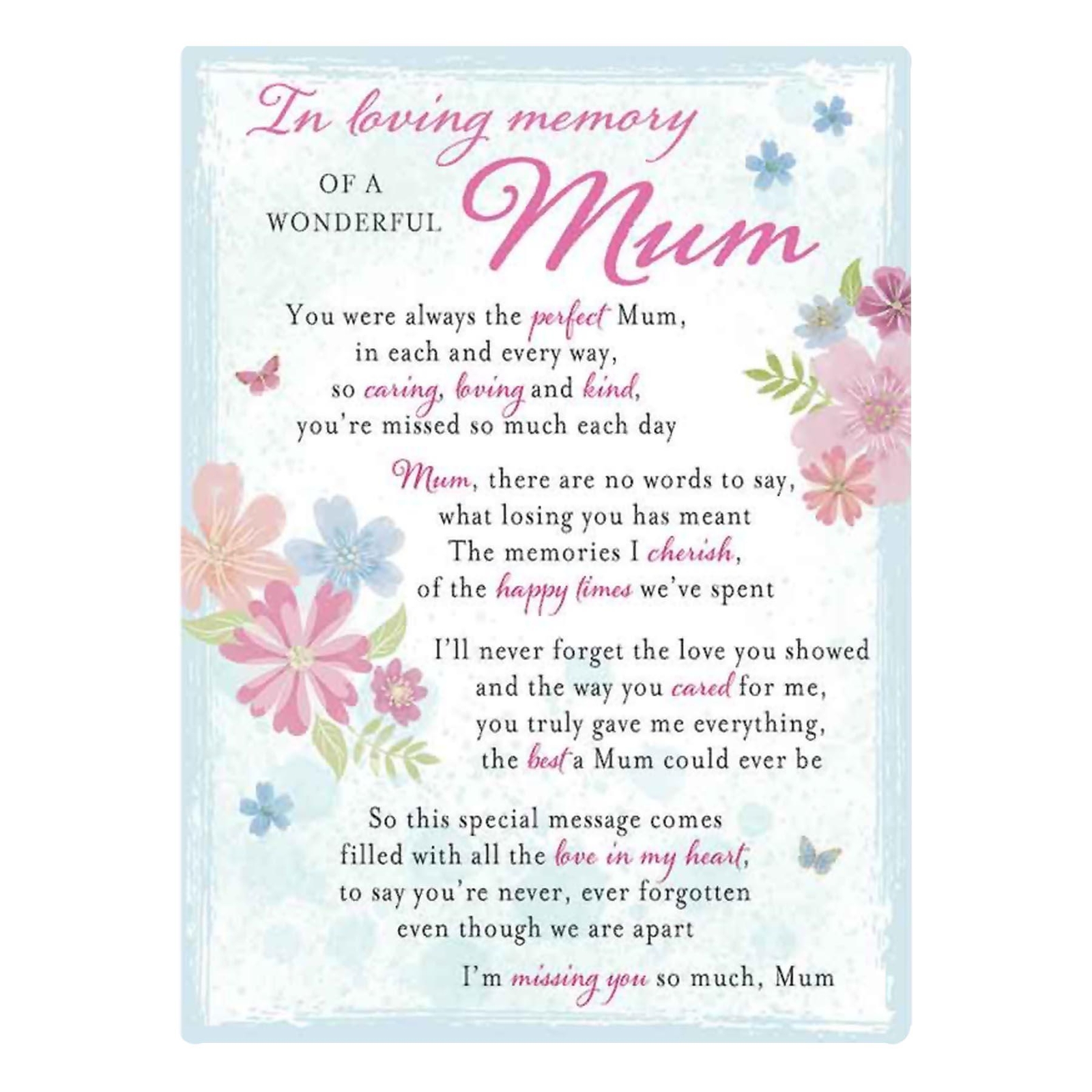 Loving Memory Open Graveside Memorial Card – Wonderful Mum C89091