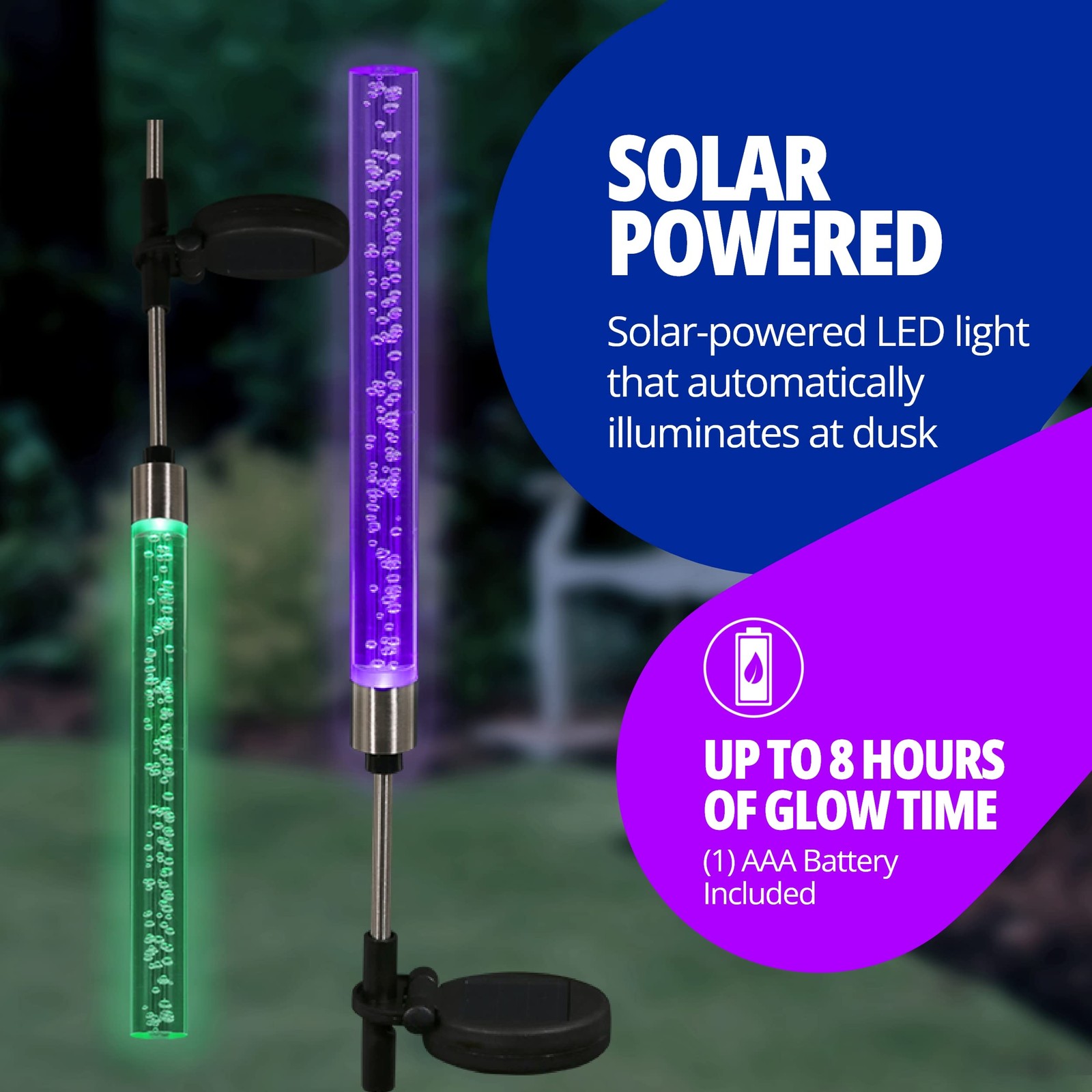 Garden Solar Lights, Set of 2 Decorative Bubble Garden Stakes, Color Changing…