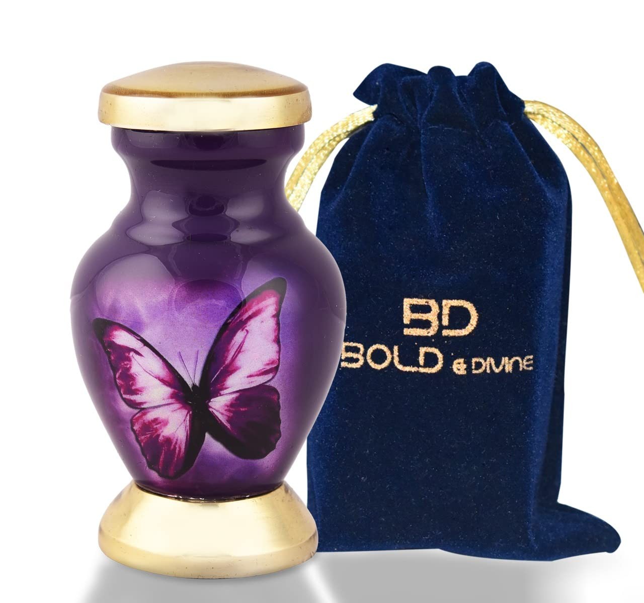 BOLD & DIVINE Butterfly Theme Cremation Urns | Small (Set of 4), Dark Purple