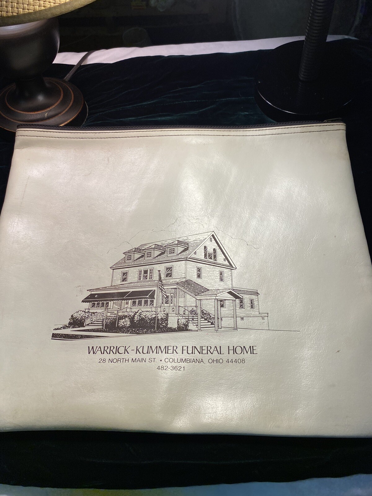 Vtg Funeral Home Bag Briefcase Zipper Columbiana Ohio F65