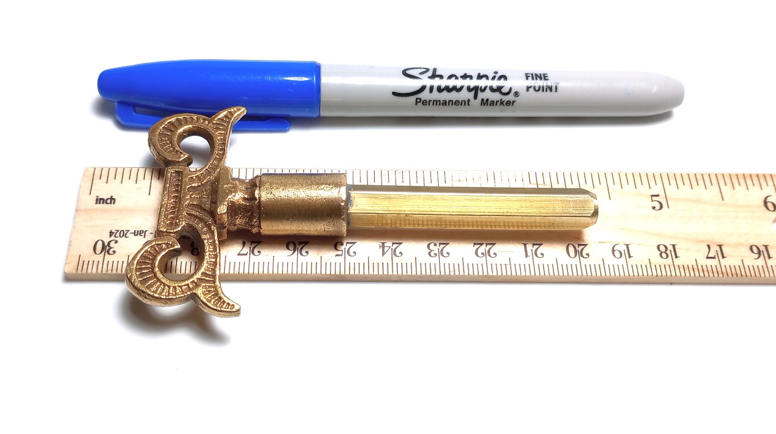 Fancy Brass Pocket Casket Key / Coffin Key