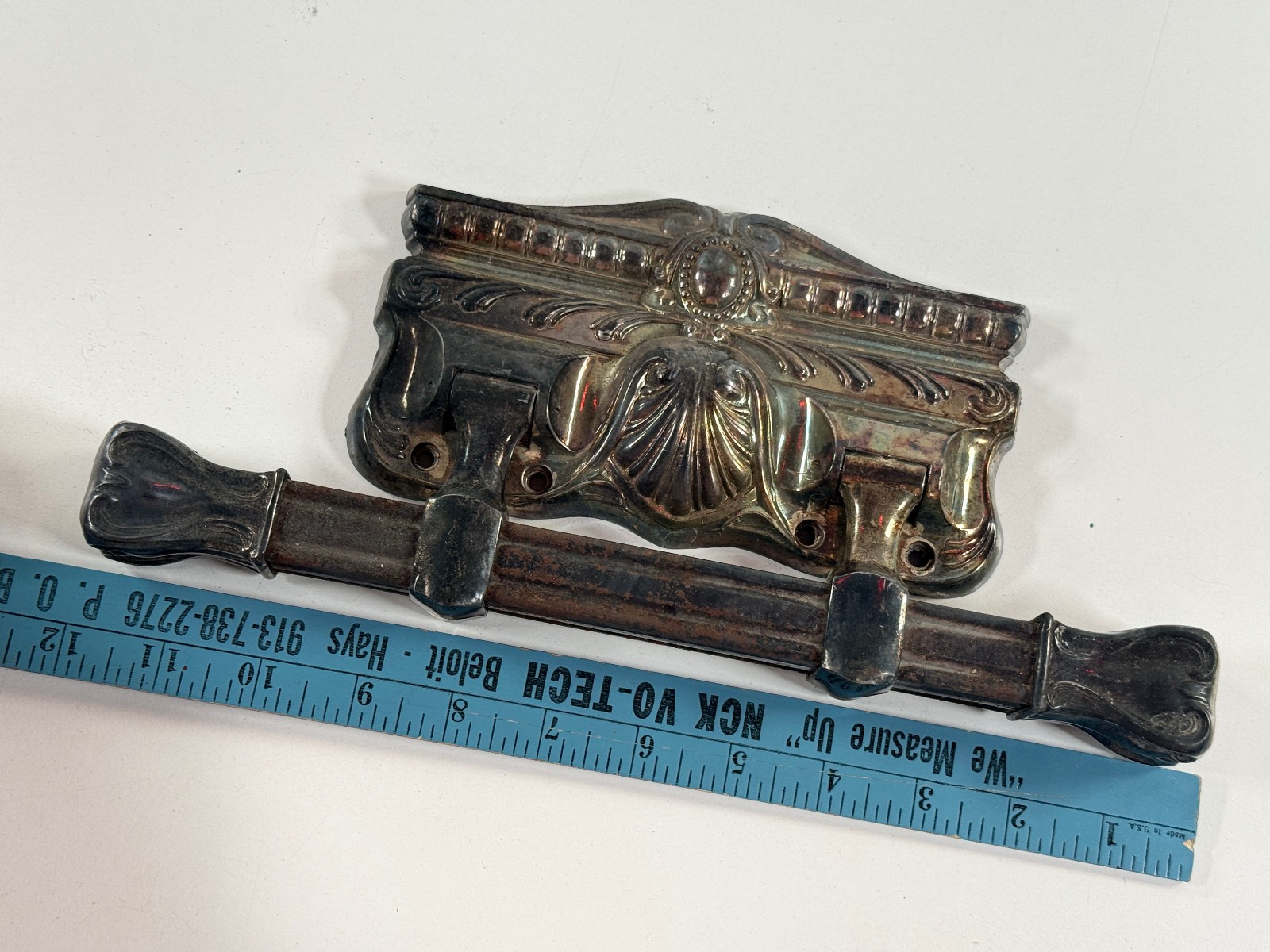 vtg Casket Coffin Handle funeral silvertone grey cast metal