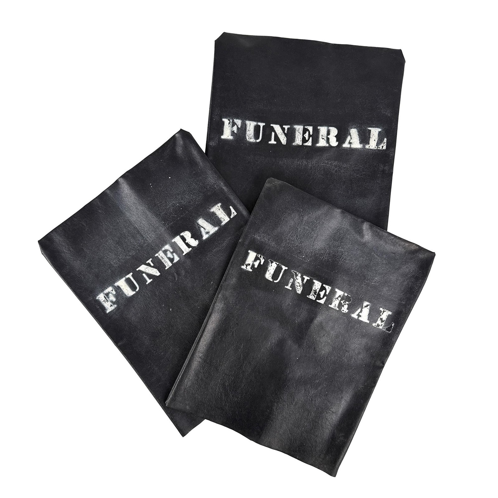 Vintage 1970s Funeral Parking Meter Cover Black Vinyl Stenciled Street Sign