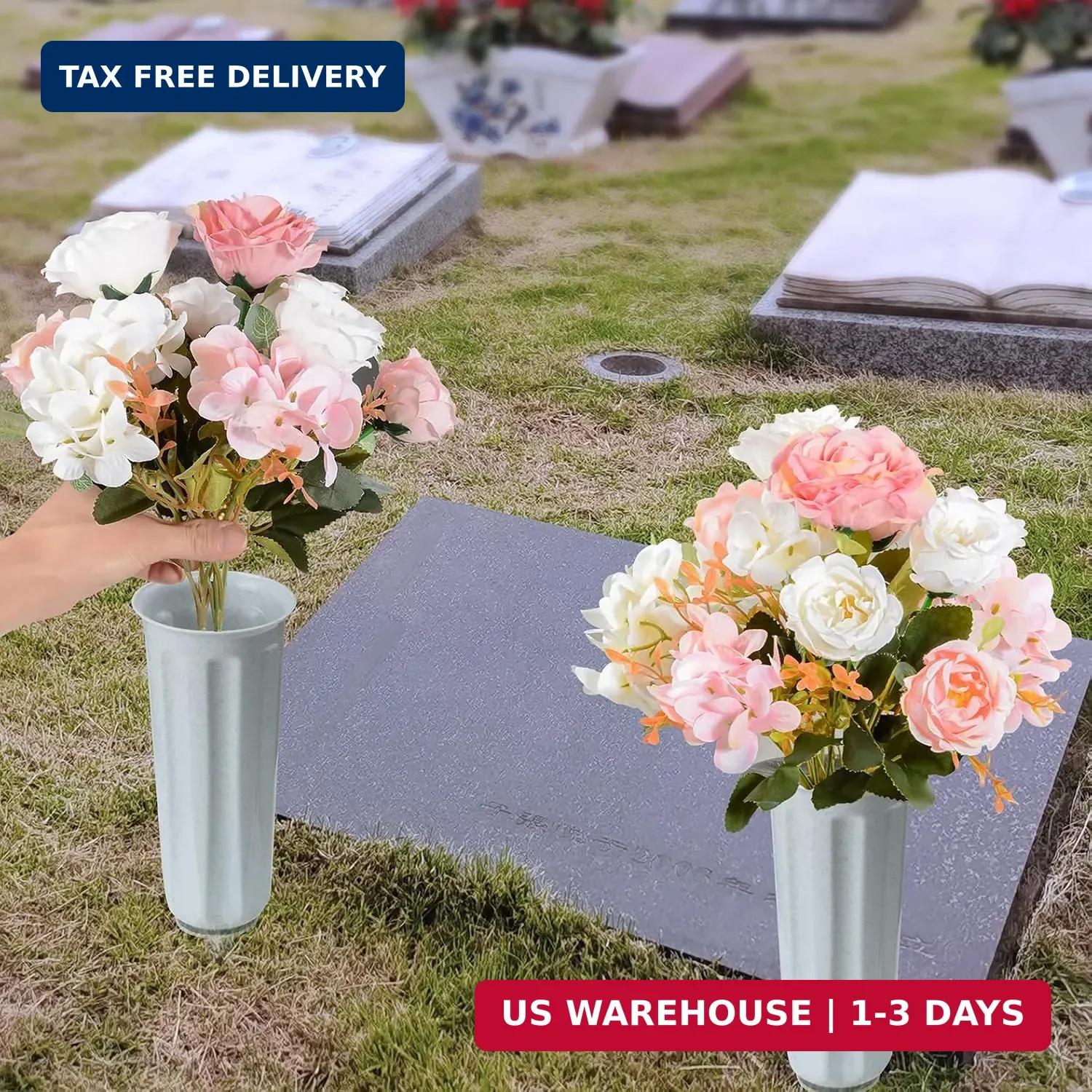 Cemetery Vases Plastic Memorial Flower Vases with Spikes for Grave Decorations G