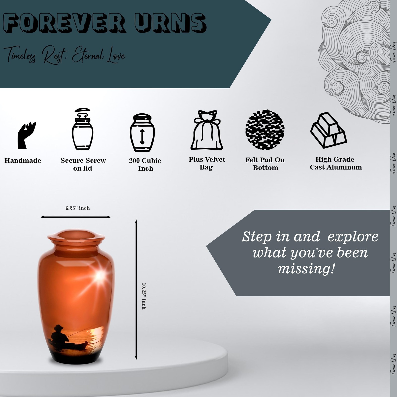 Forever Adult Cremation Urns for Ashes- Adult Classic Fishing Man Pictured Cr…