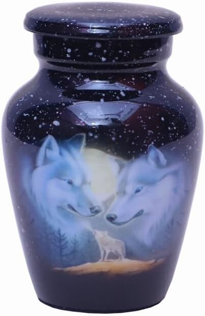 Cremation Keepsaske Urns for Ashes Adult Classic 3 Wolves Family for Human Ashes
