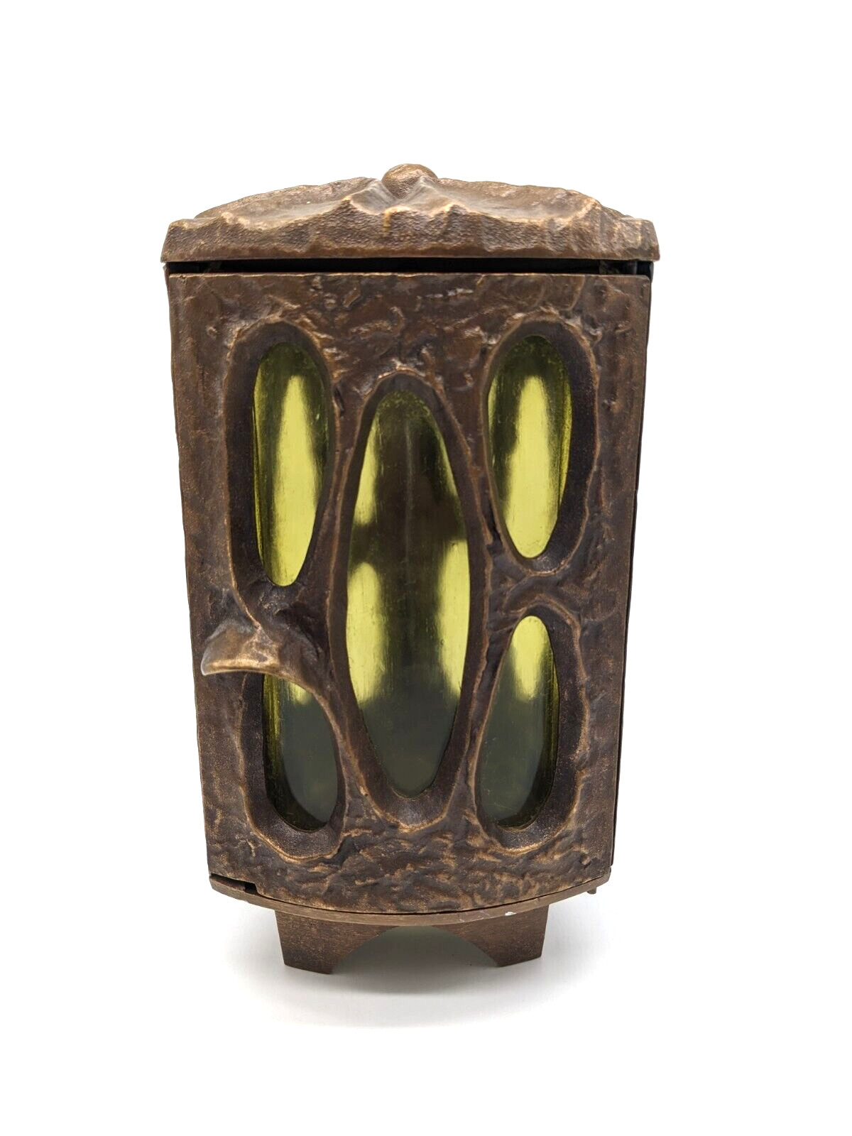 Bronze Grave Light Lamp Cemetary Headstone Memorial Candle Stained Glass