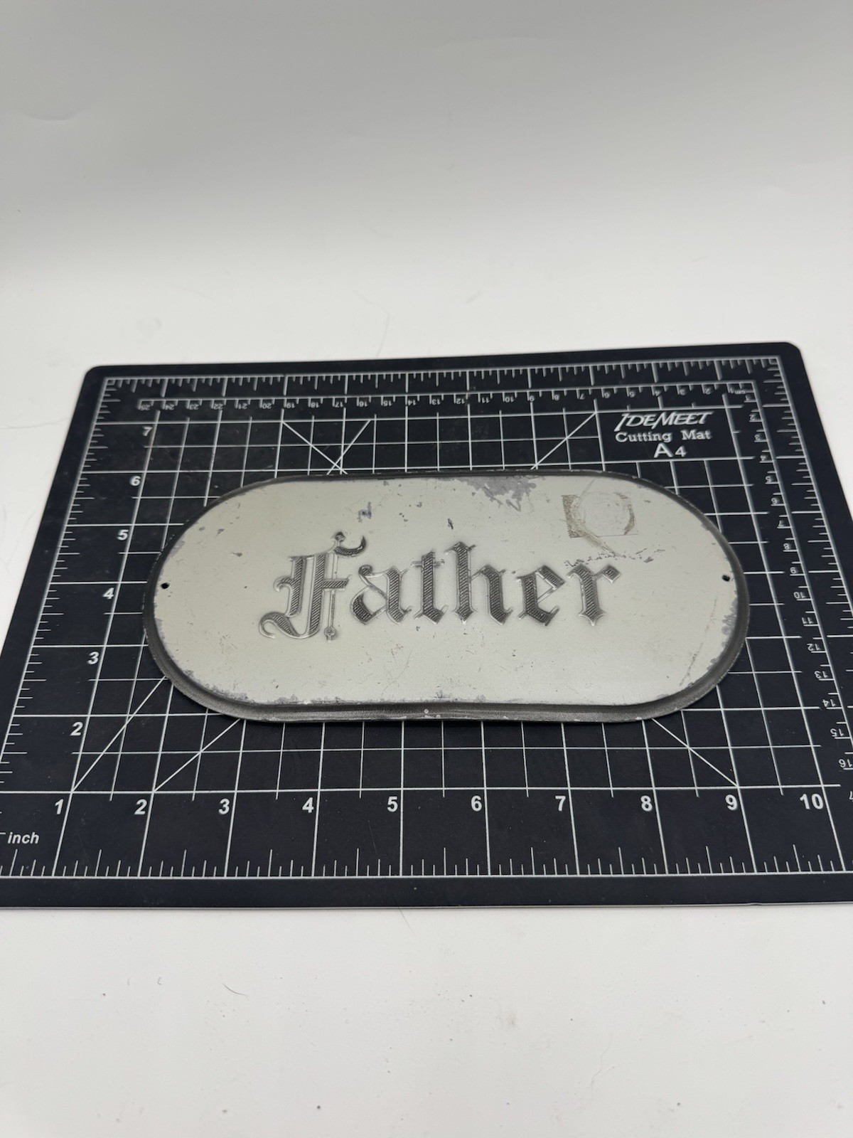 Father Metal Cemetery Sign Memorial Marker Plaque Funeral Grave Vintage