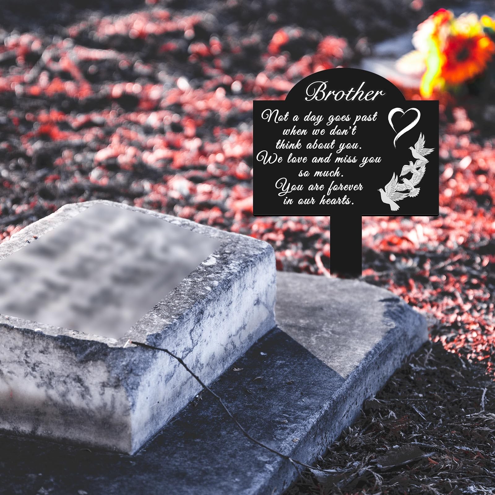 Grave Marker for Brother – Metal Cemetery Decoration, Weatherproof Tribute