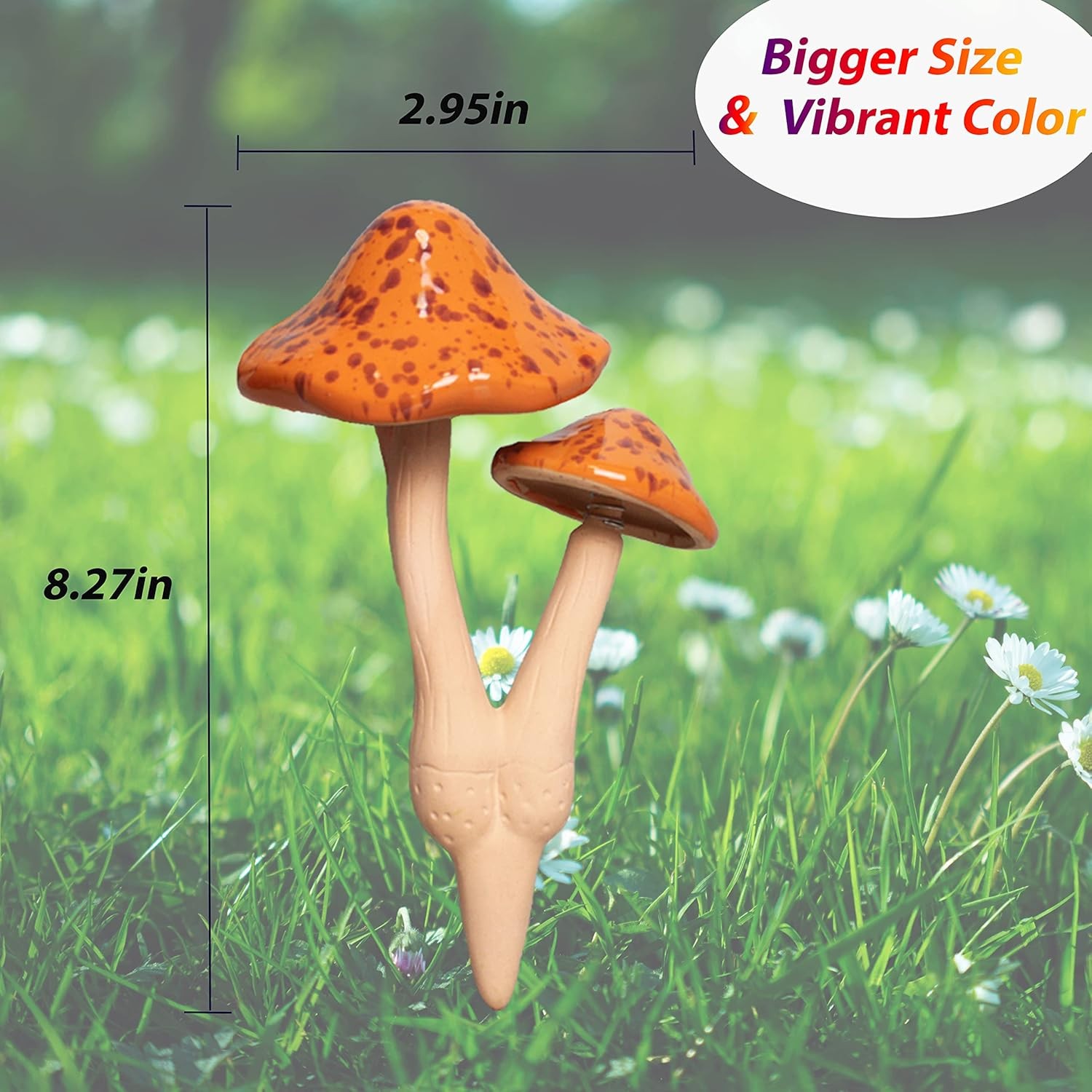 Ceramic Mushroom Outdoor Decor – 2pcs Mushroom Statue Decor for Garden, Lawn,…