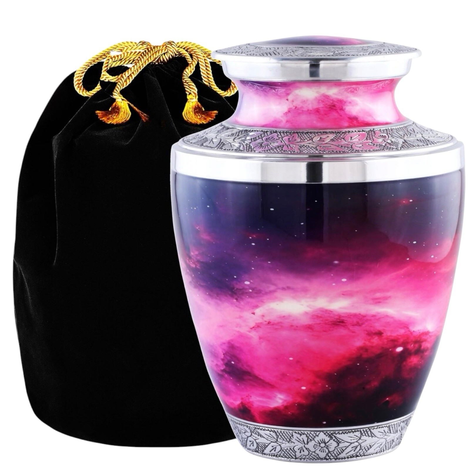 Urns to Heaven Adult Size Urn for Cremation Ashes Pink and Purple Galaxy Cosmos