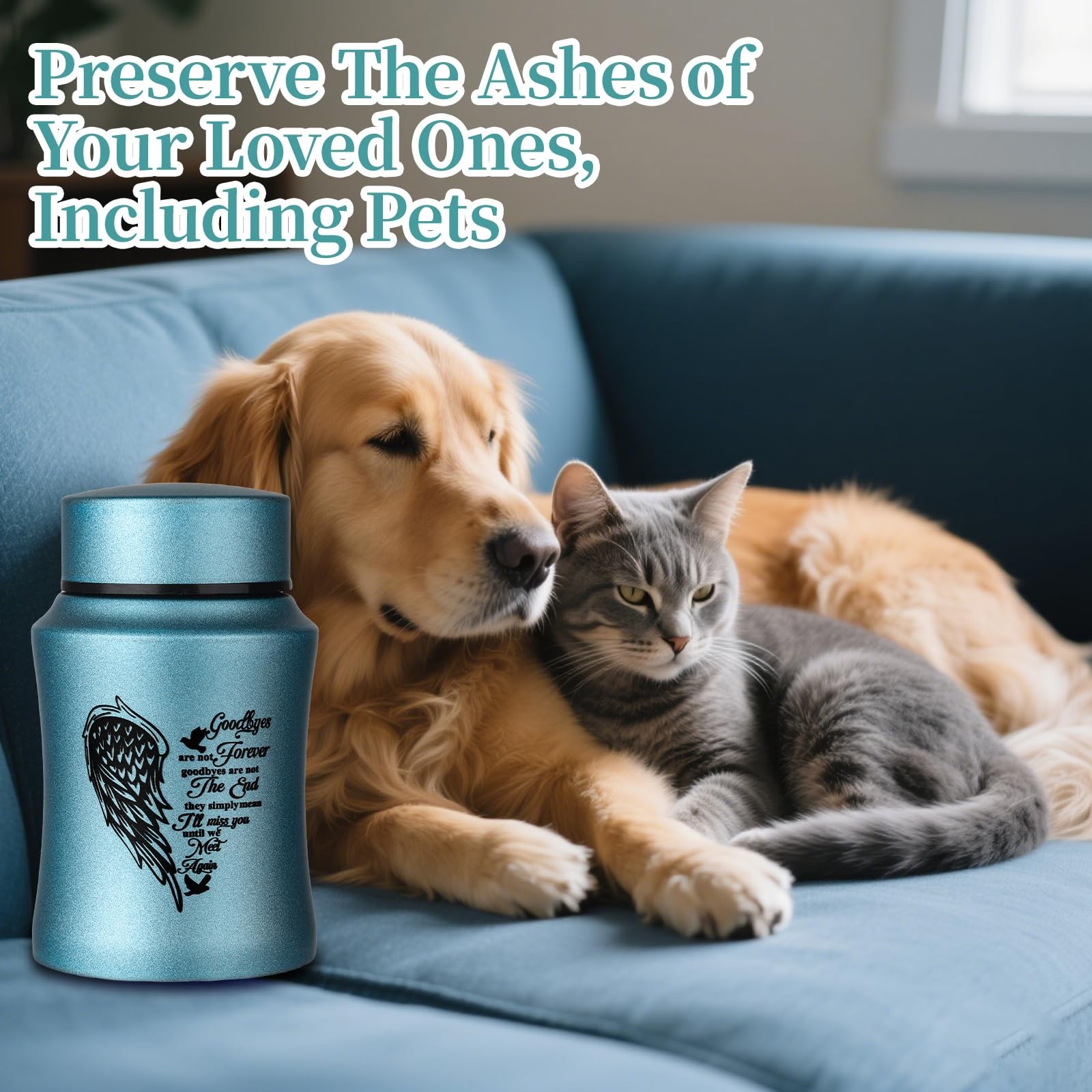 4.5 Inches Medium Size Urns for Human Ashes Adult, Heart Angel Wings Cremation..