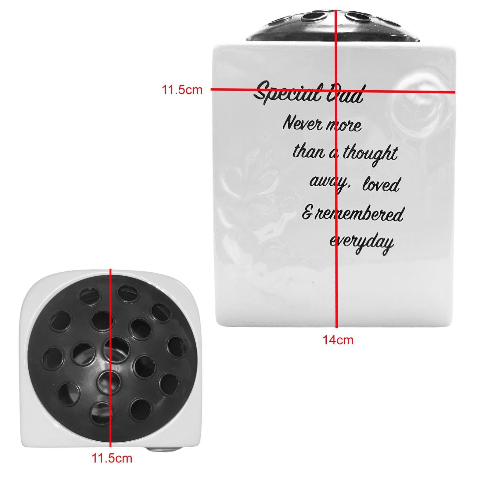 Memorial Rose Bowl Graveside Glazed Flower Vase with 3D Flowers – Dad