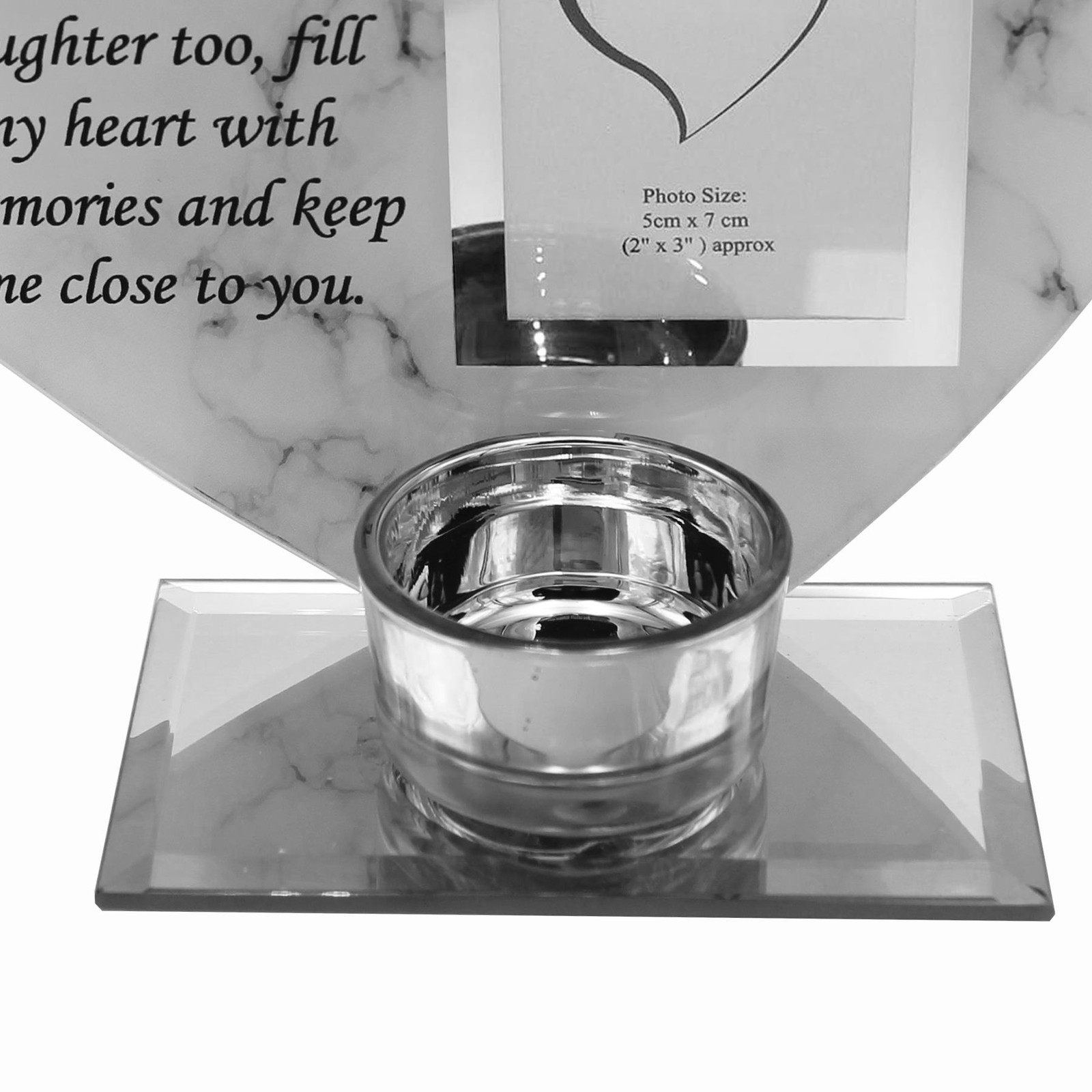Glass Memorial Tea Light Candle Holder Photo Frame Marble Effect – Nan