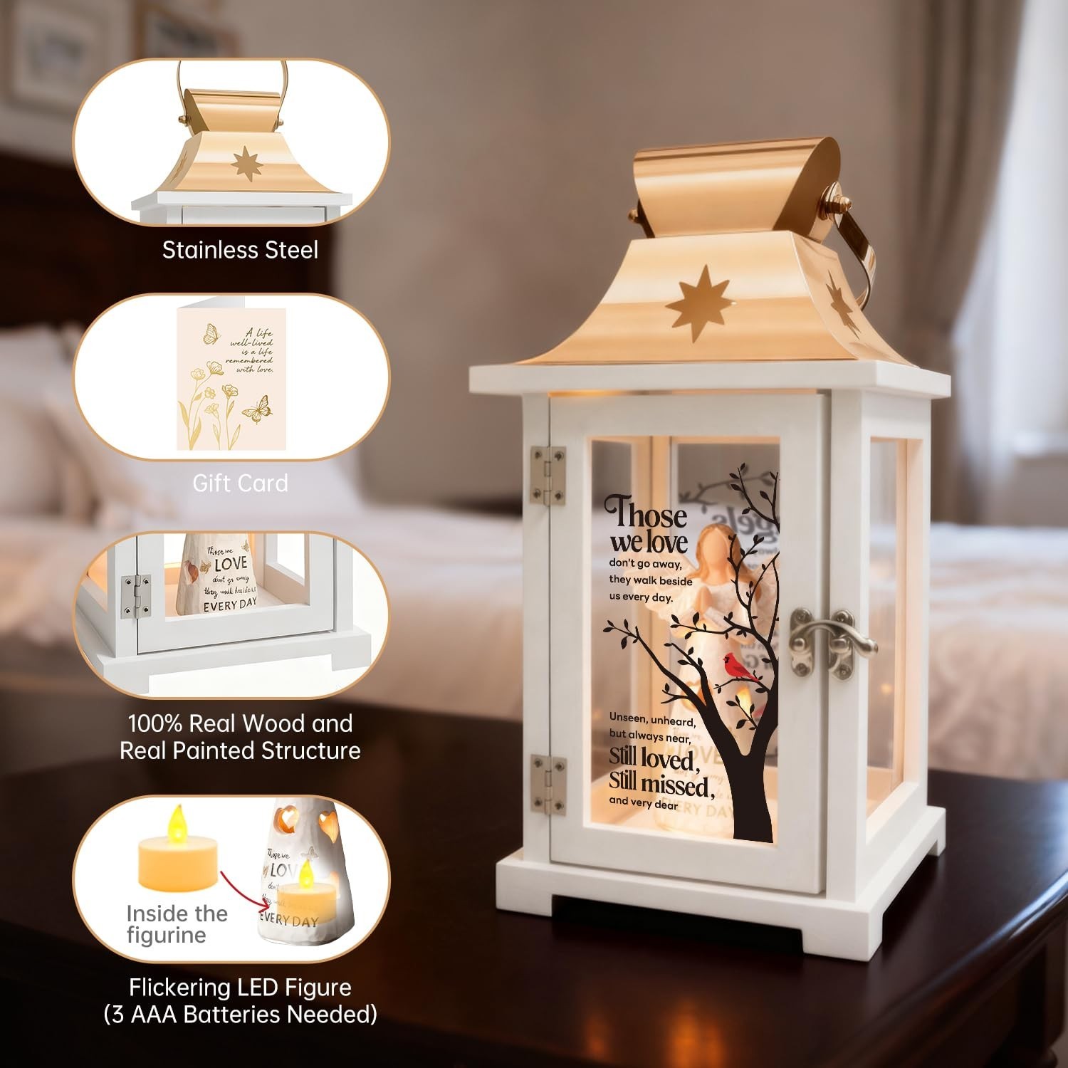 Sympathy Memorial Lantern for Loss of Loved One, Bereavement Gift, Celebration o