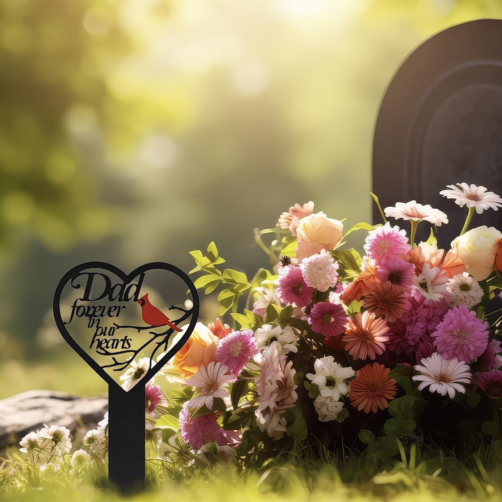 Grave Decorations for Cemetery, Heart Memorial Plaque Stake for Outdoors