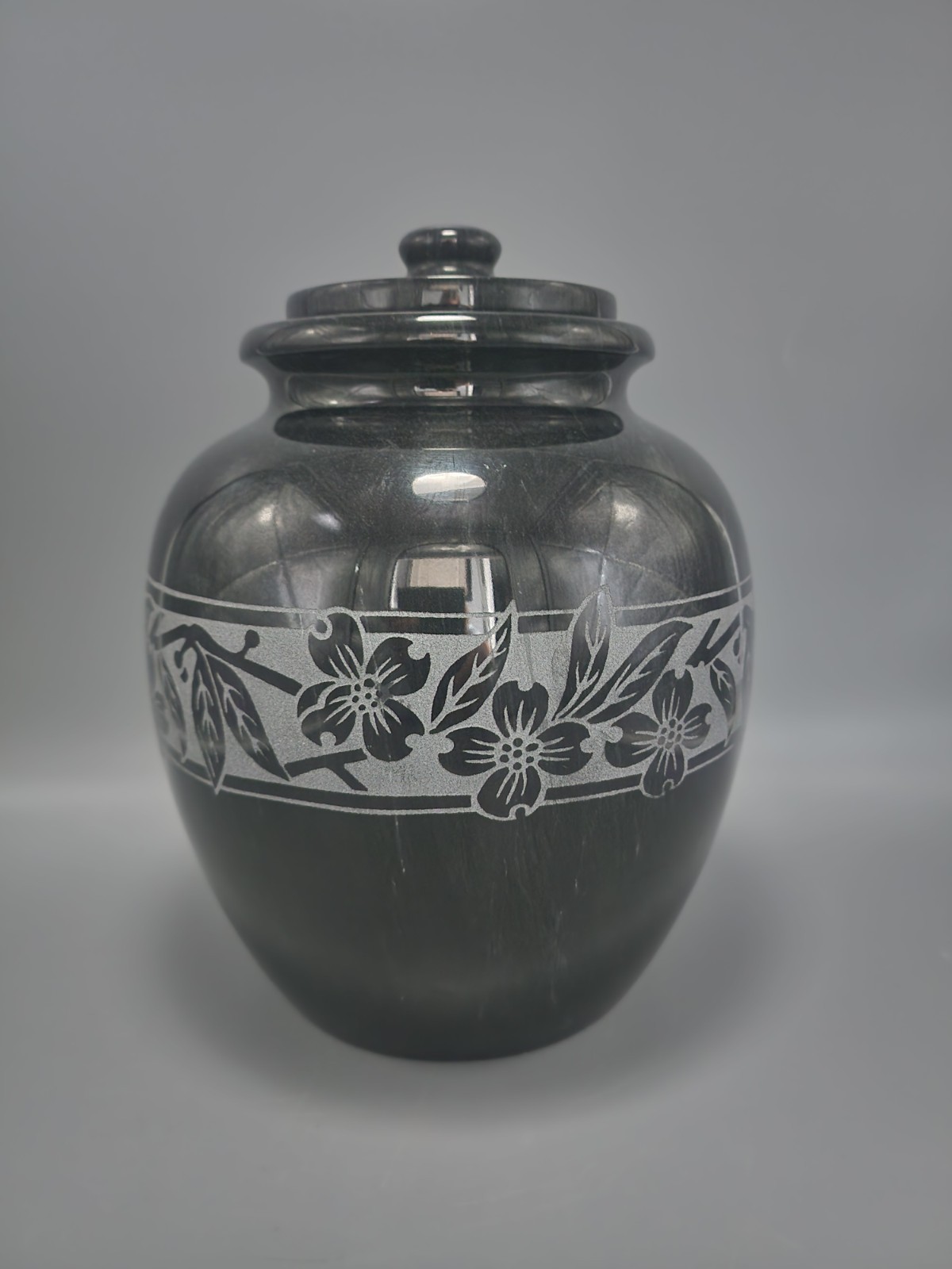 Natural Polished Black Marble Urn for Cremation Ashes Large/Adult 205 Cubic Inch