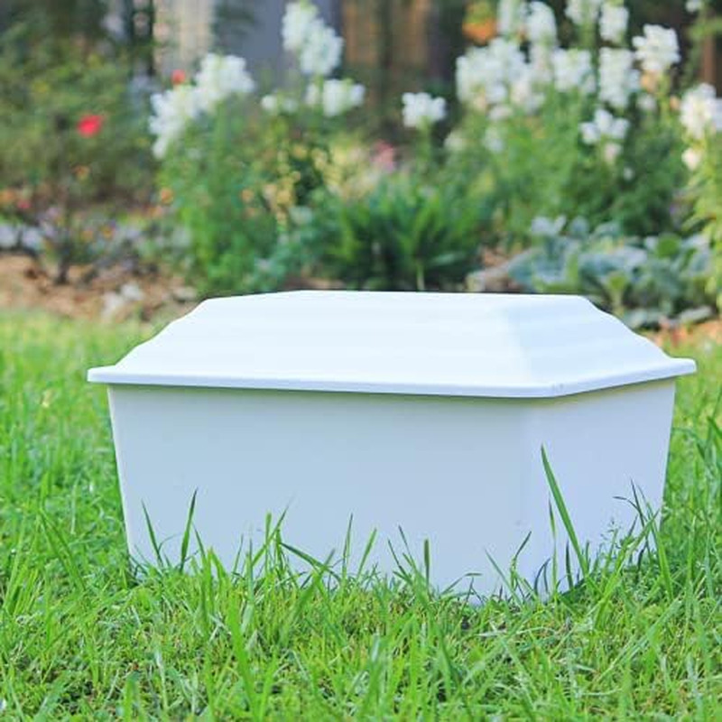 White Urn Vault for Ground Burial, Holds One Cremation Urn for Human Ashes, Dur