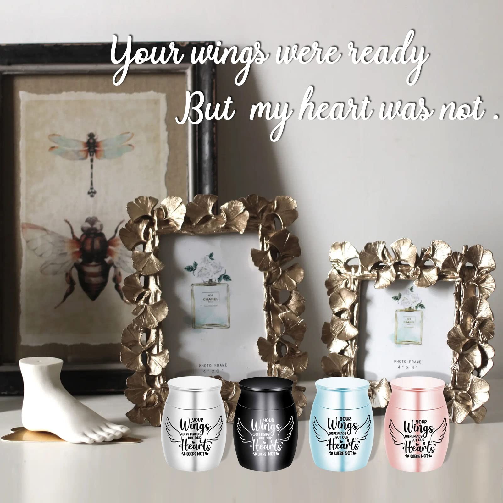 Small Cremation Keepsake Urns 1.57×1.18in, Black/Silver/Sky Blue/Rose Gold