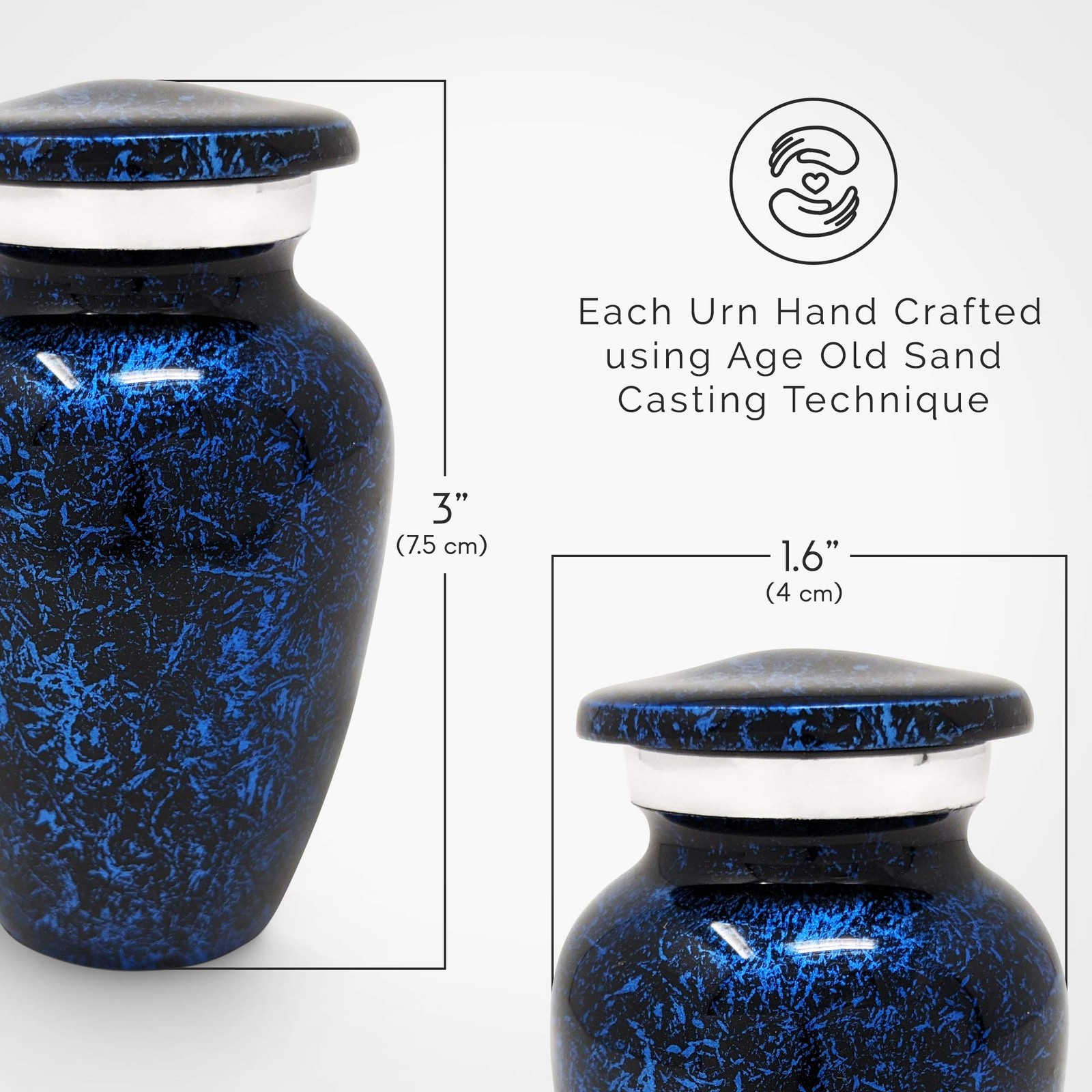 Small Blue Keepsake Cremation Urn for Human 1 Count (Pack of 1), 1 Dark