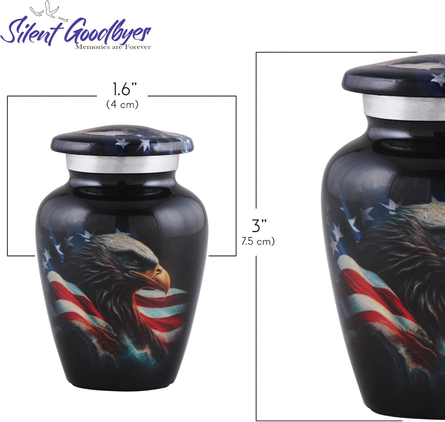 American Honor Keepsake Urn – American Flag & Eagle Mini Cremation Urns for Ashe