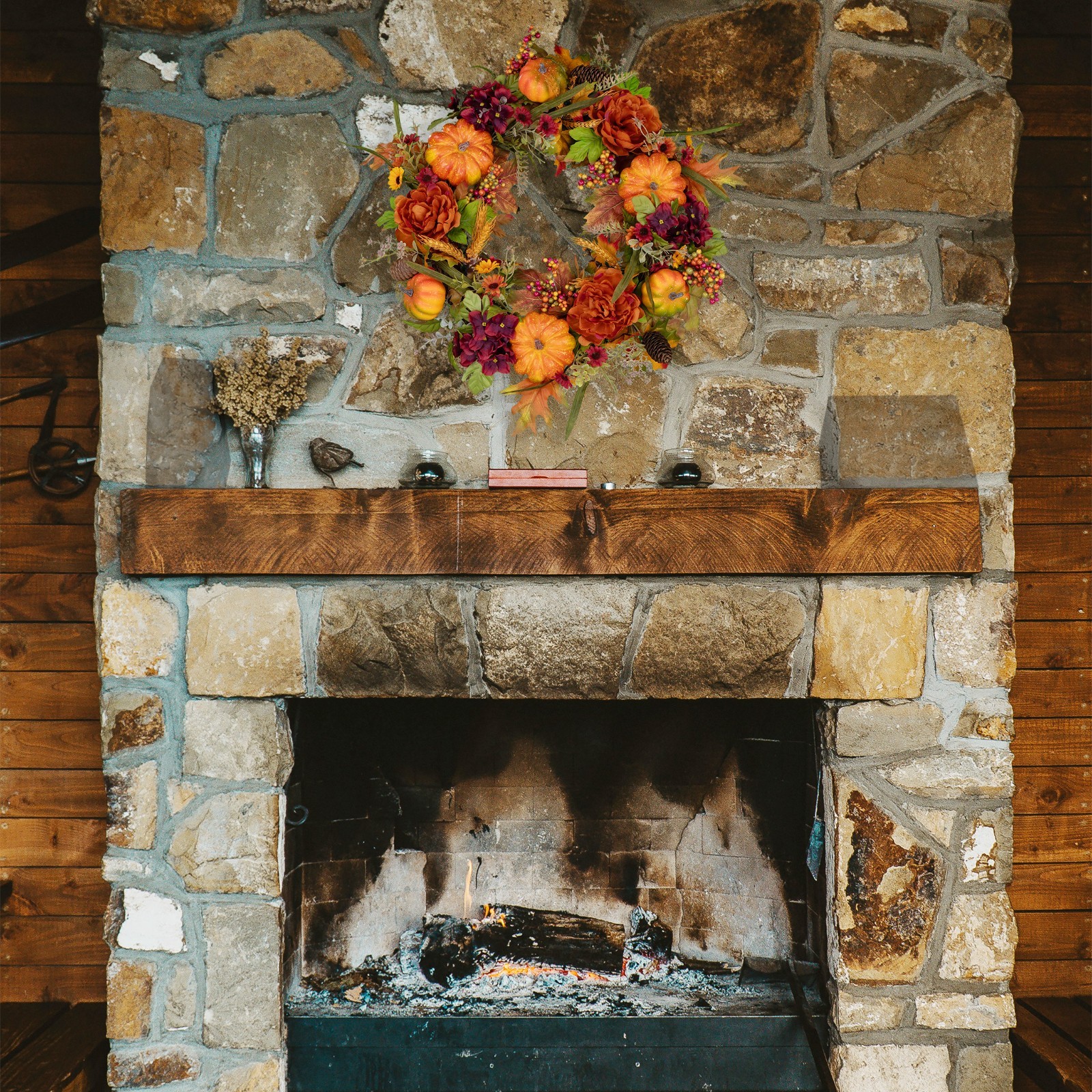 Grapevine Wreaths – Pumpkin Harvest Wreath with Door Hanger