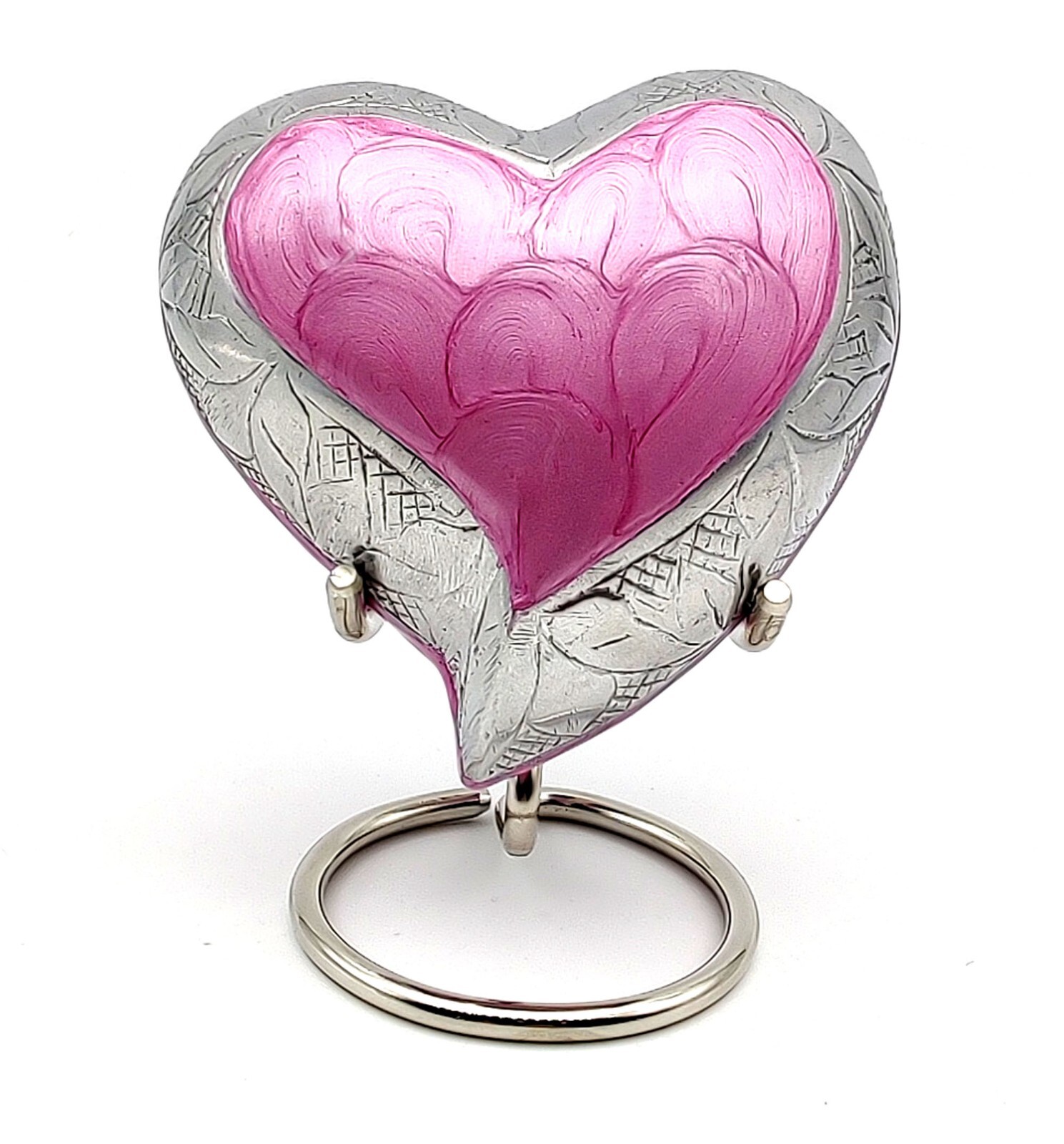 Pink Heart Keepsake Urn – Mini Ash Urn Small Handcrafted Cremation Urn for Ashes